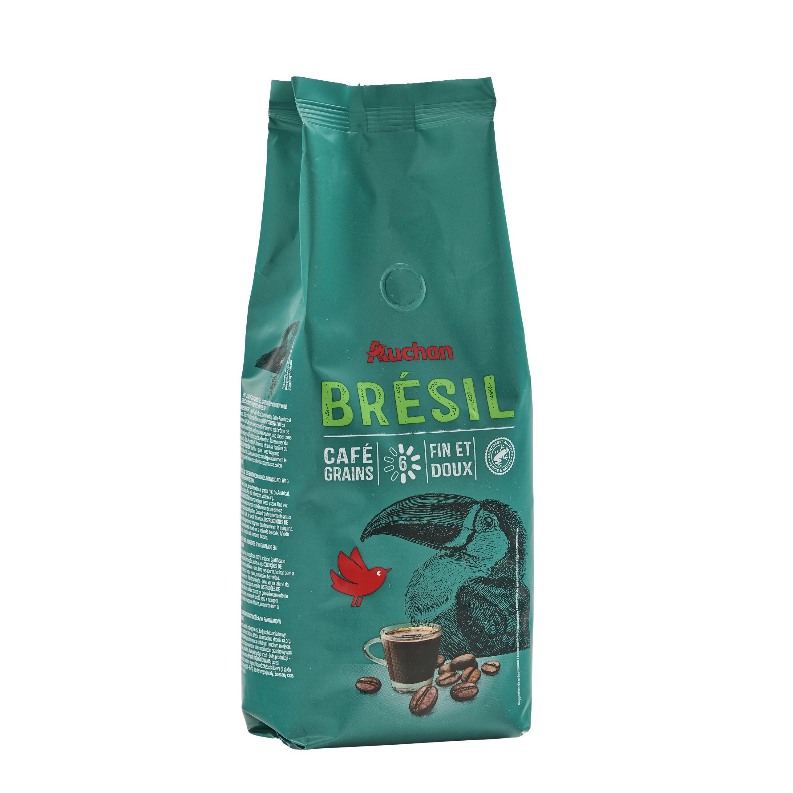 Voir la diapositive 2 : AUCHAN Café en grains origine Brésil 500g