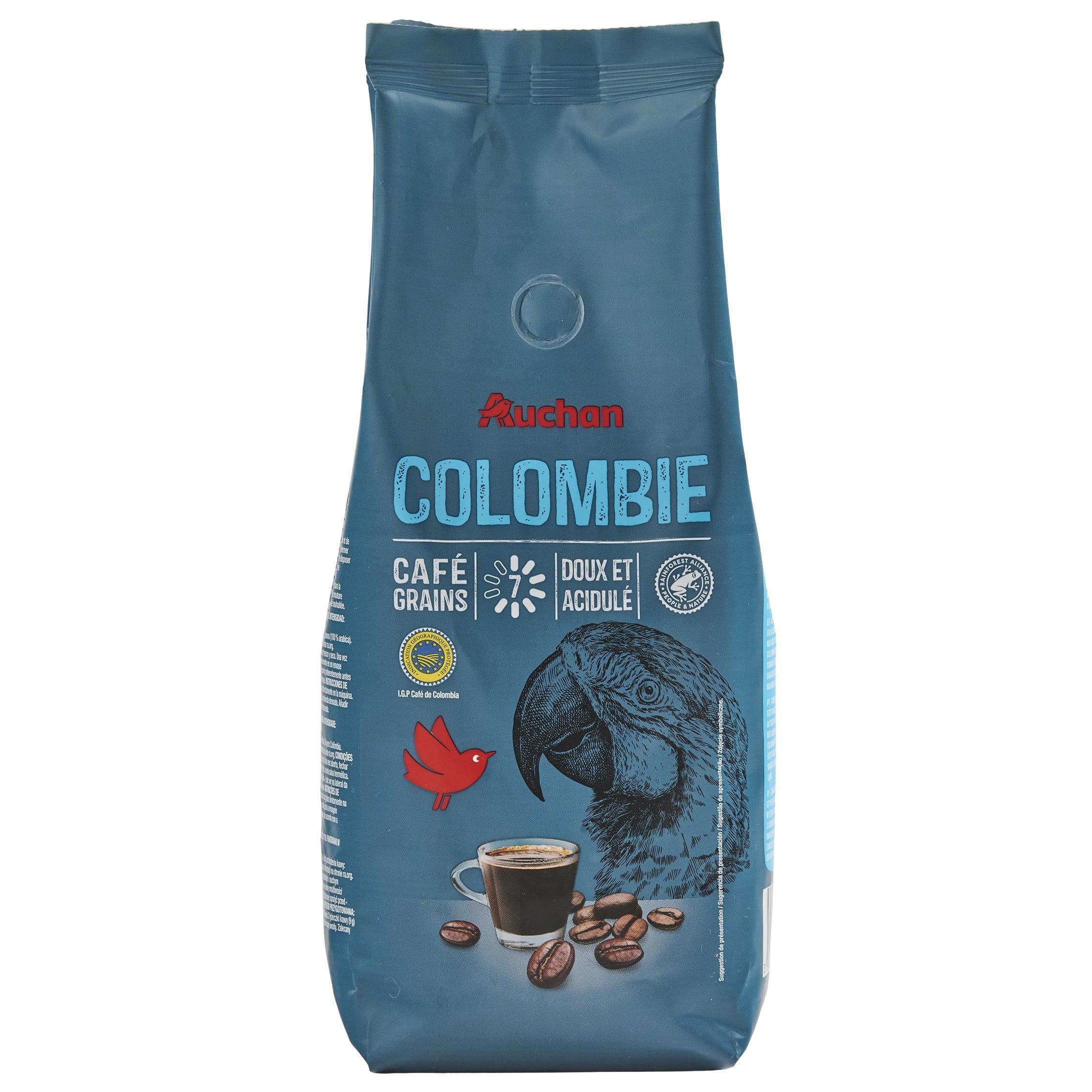 AUCHAN Café en grains pur arabica origine Colombie 500g