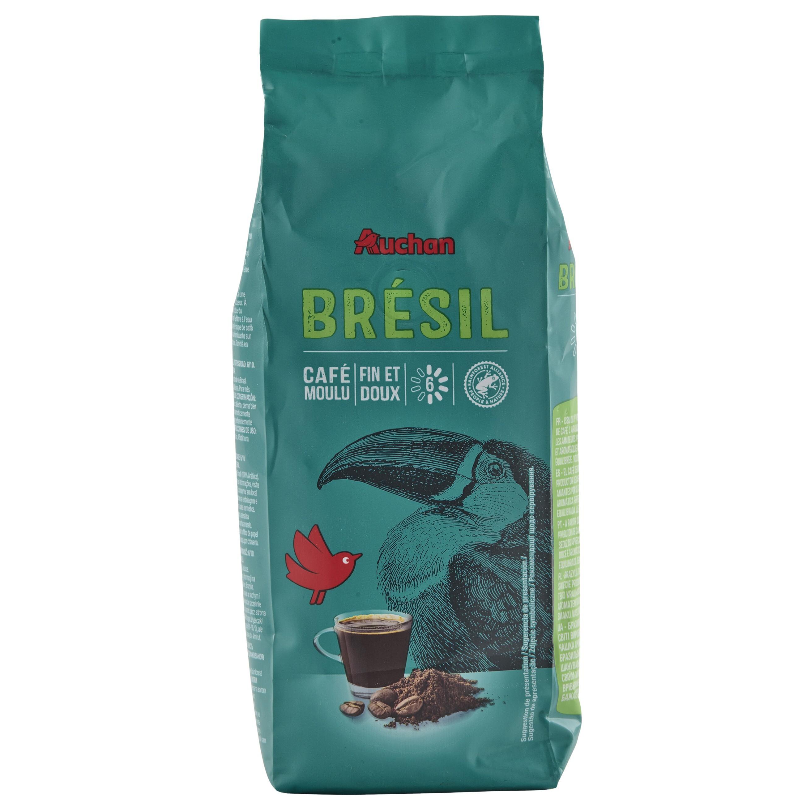 AUCHAN Café moulu origine Brésil Intensité 6 250g