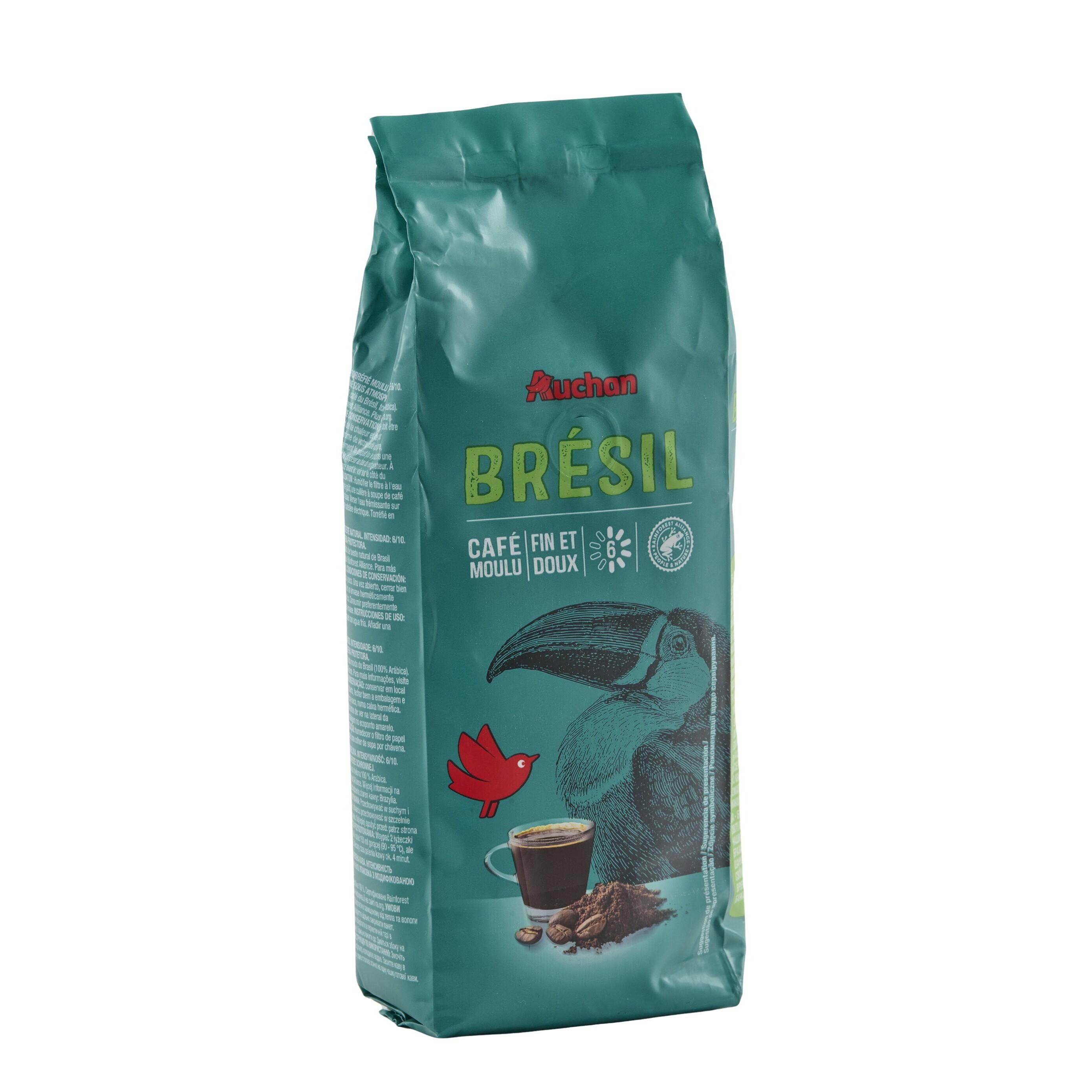 Voir la diapositive 3 : AUCHAN Café moulu origine Brésil Intensité 6 250g