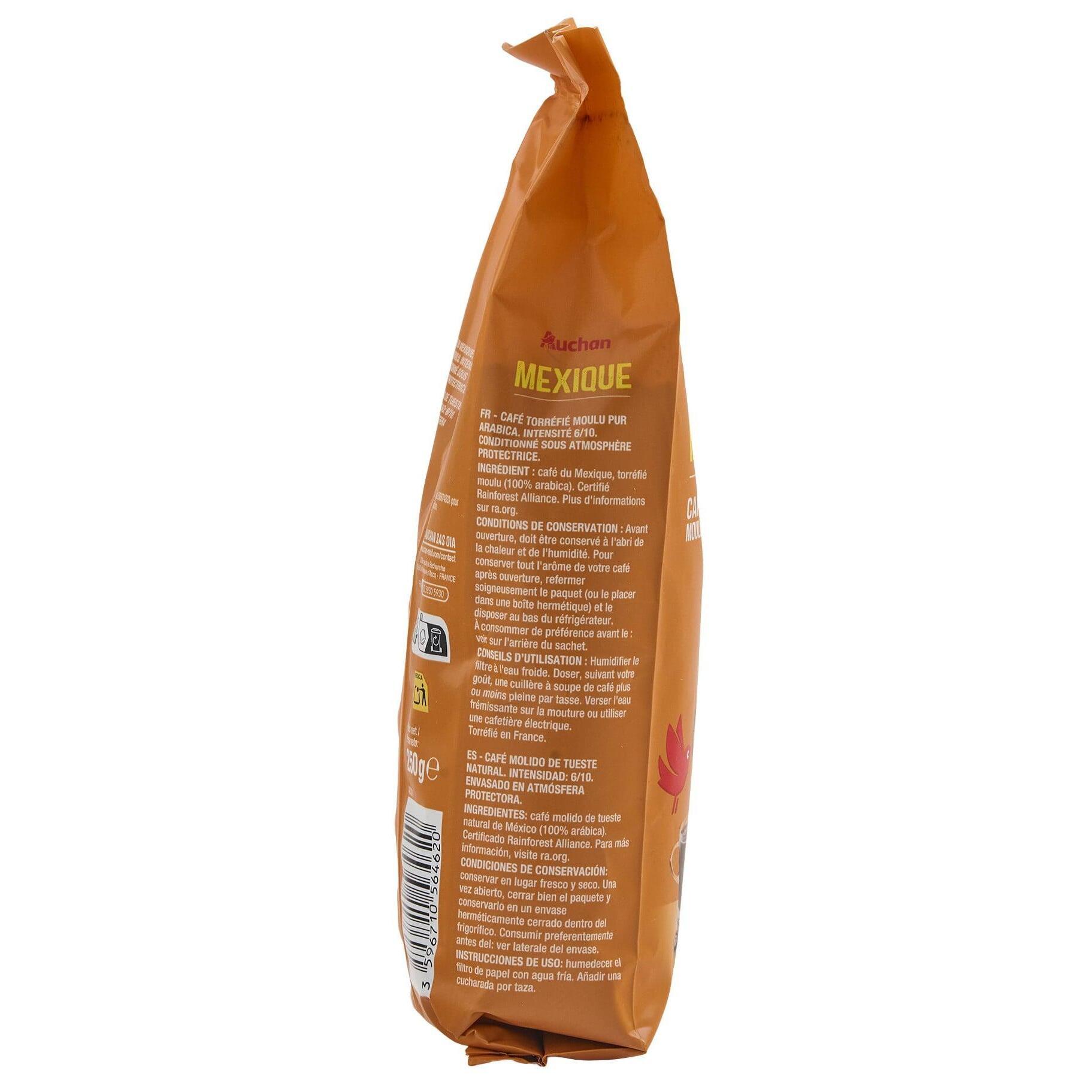 Voir la diapositive 3 : AUCHAN Café moulu pur arabica Mexique 250g