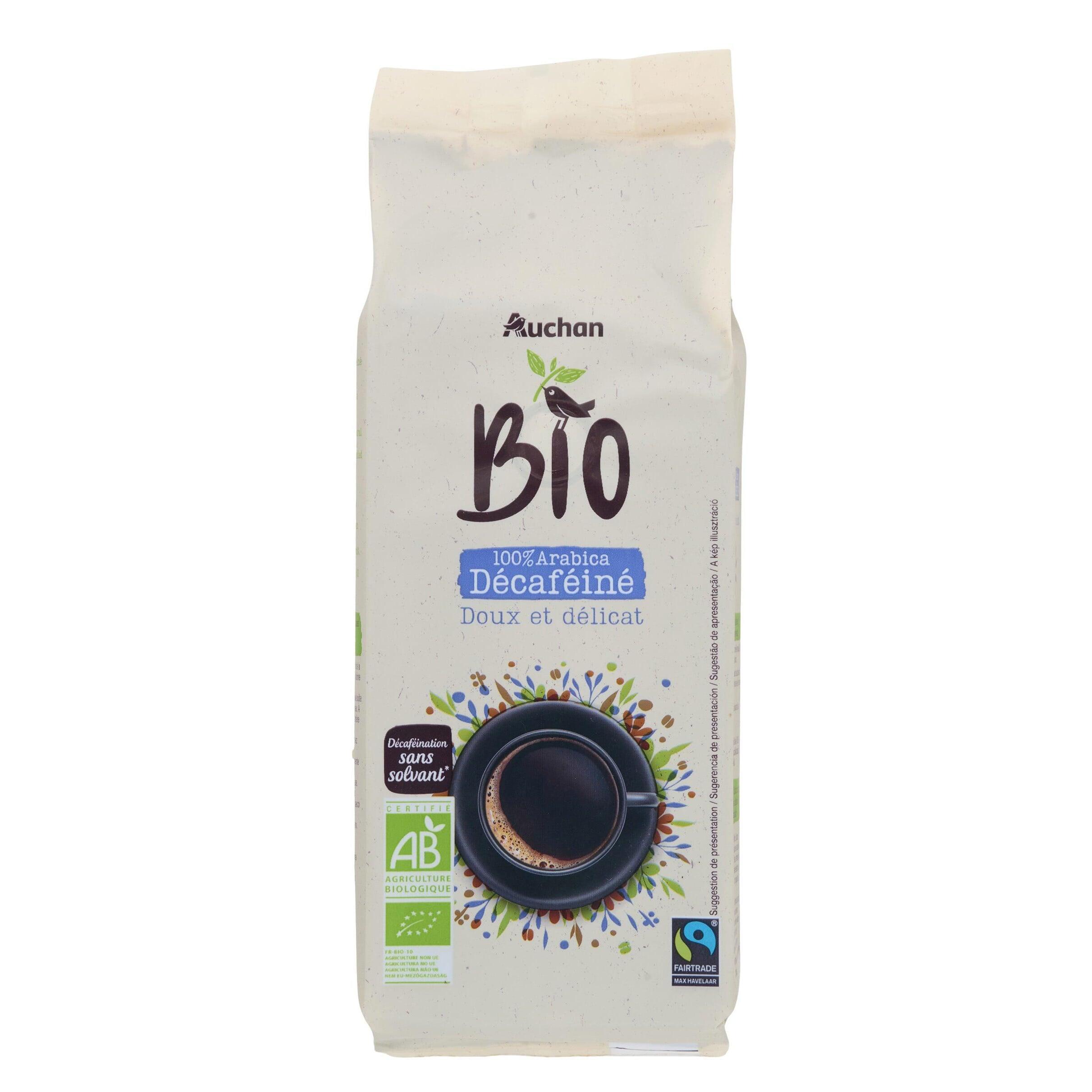 AUCHAN BIO Café moulu décaféiné 100% arabica 250g