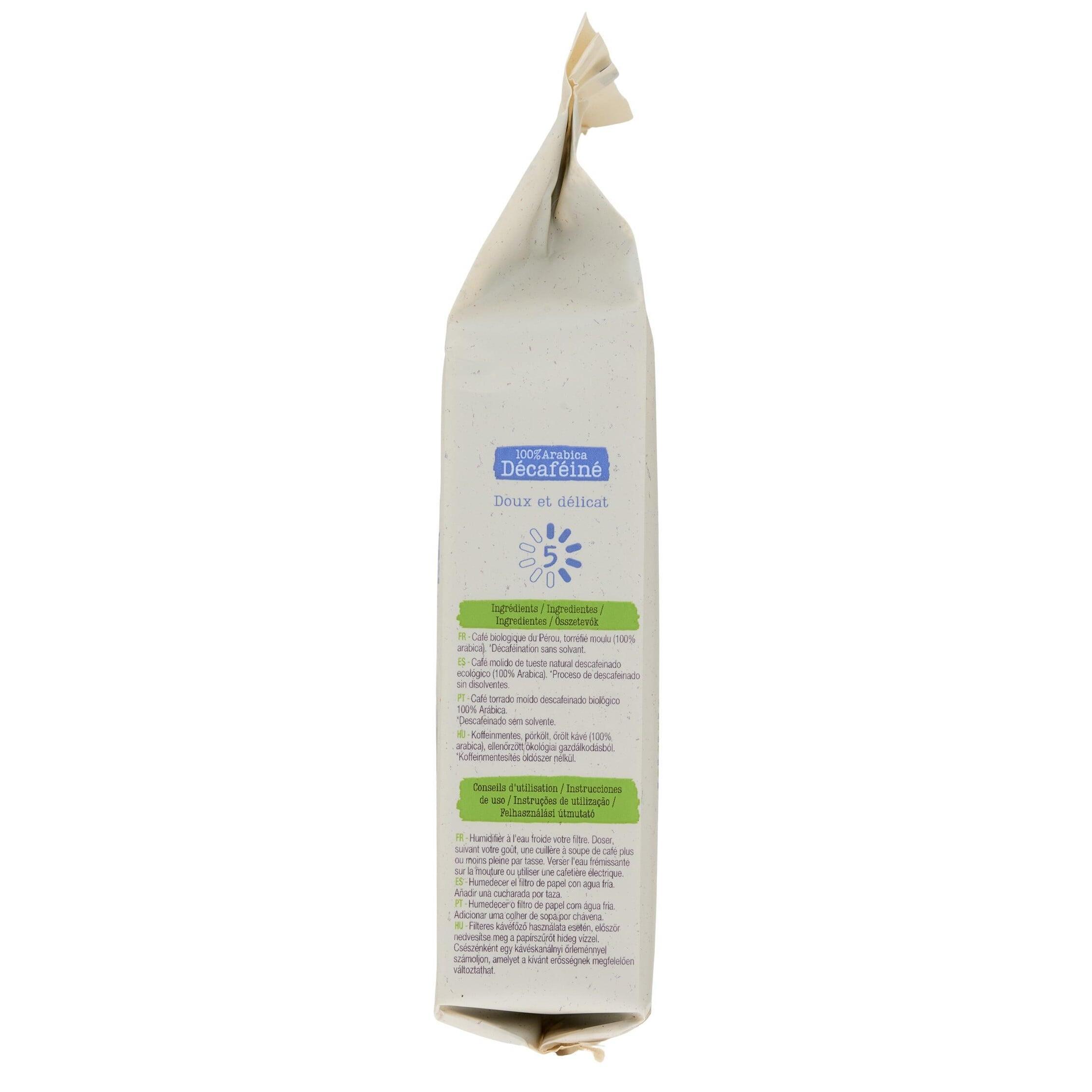 Voir la diapositive 2 : AUCHAN BIO Café moulu décaféiné 100% arabica 250g