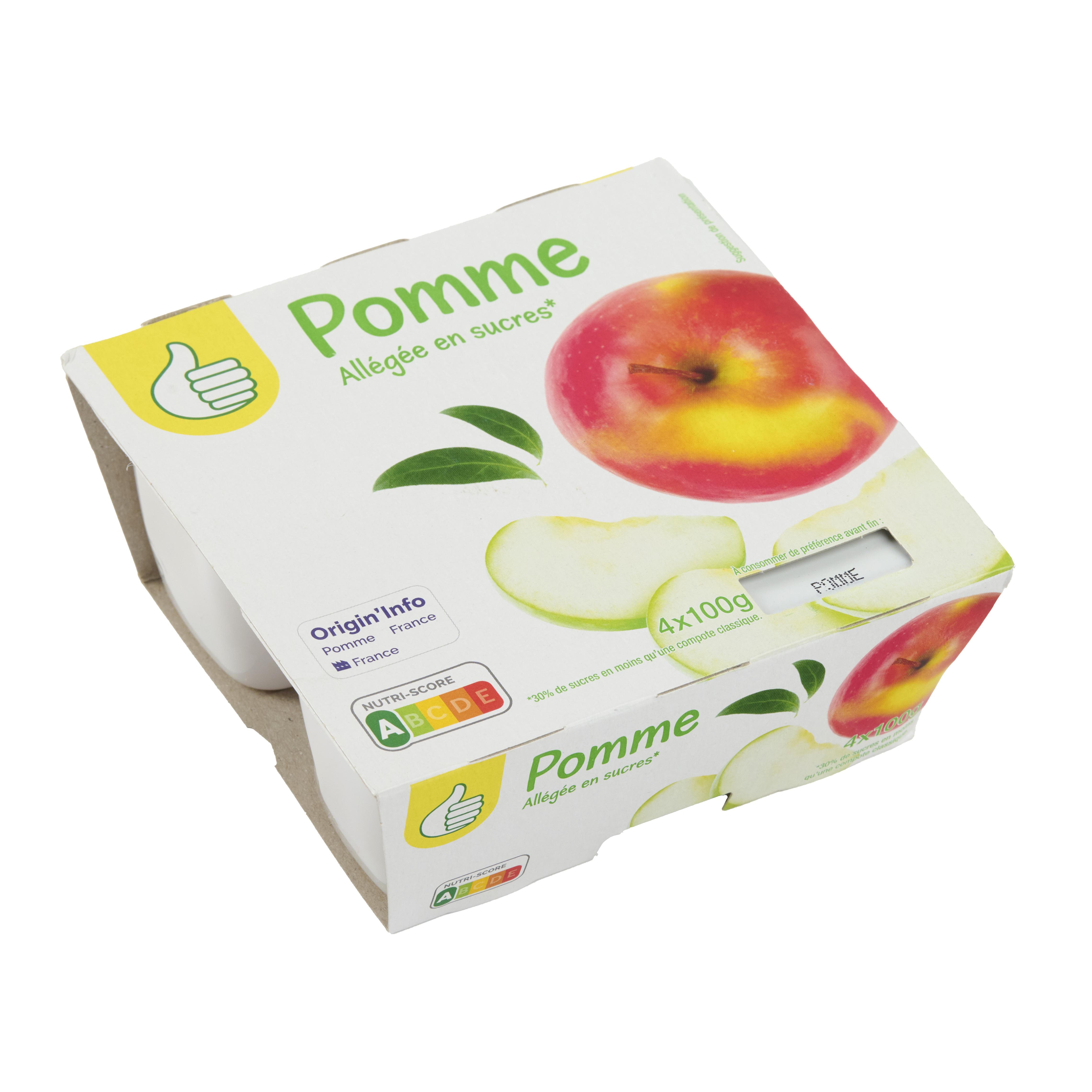 Voir la diapositive 4 : POUCE Coupelles pomme allégée en sucres 4x100g