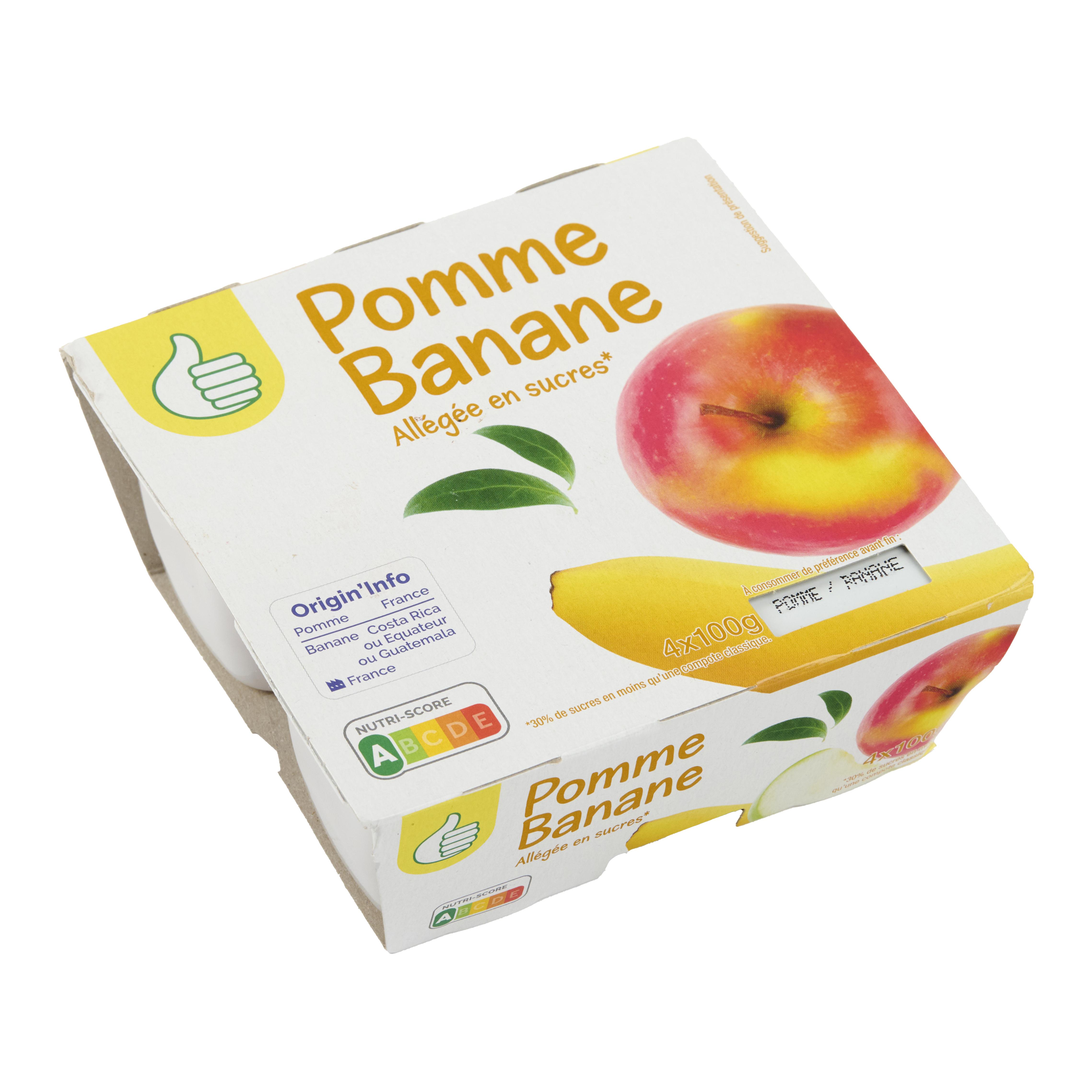 Voir la diapositive 3 : POUCE Coupelles pomme banane allégée en sucres 4x100g