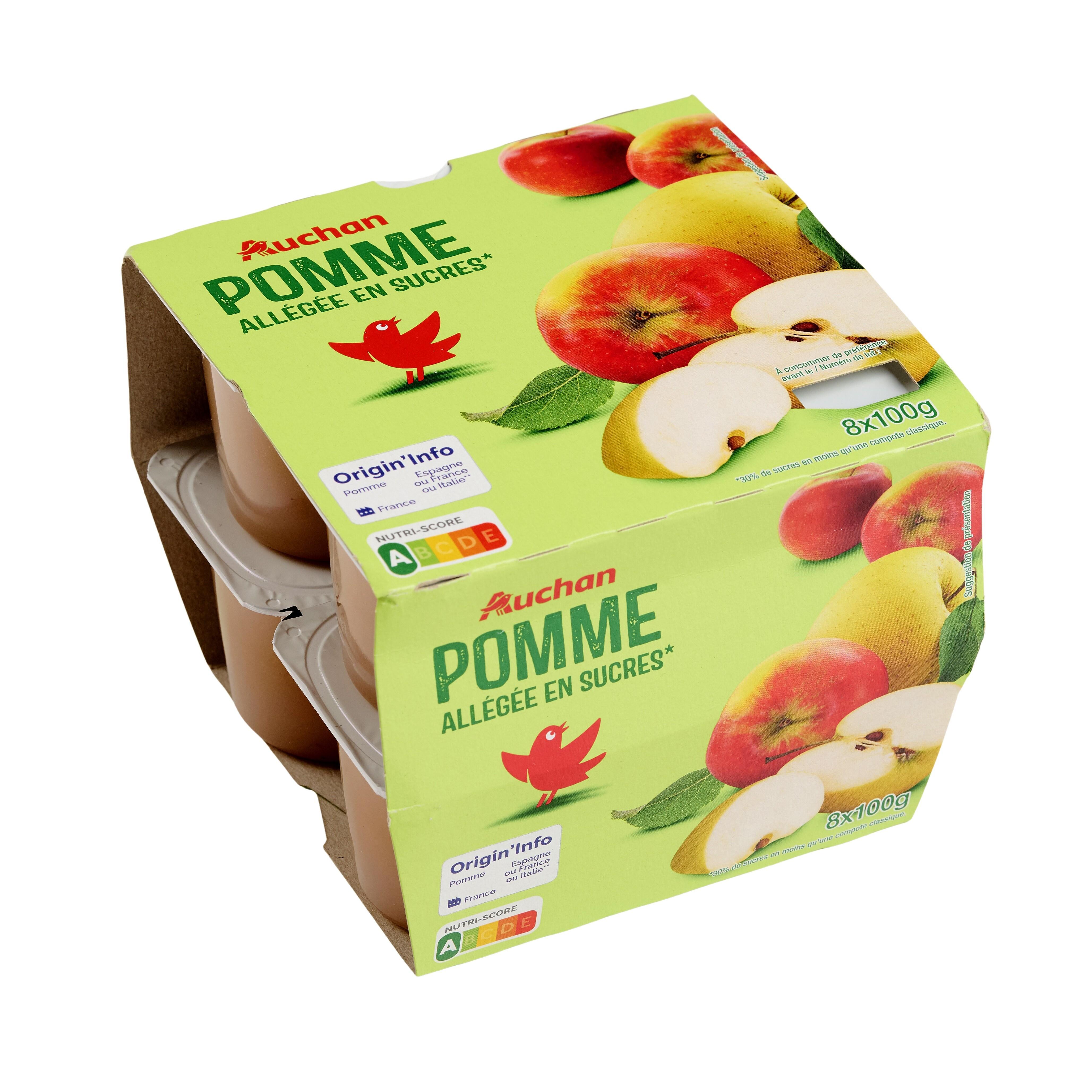 Voir la diapositive 3 : AUCHAN Coupelles pomme allégée en sucres 8x100g