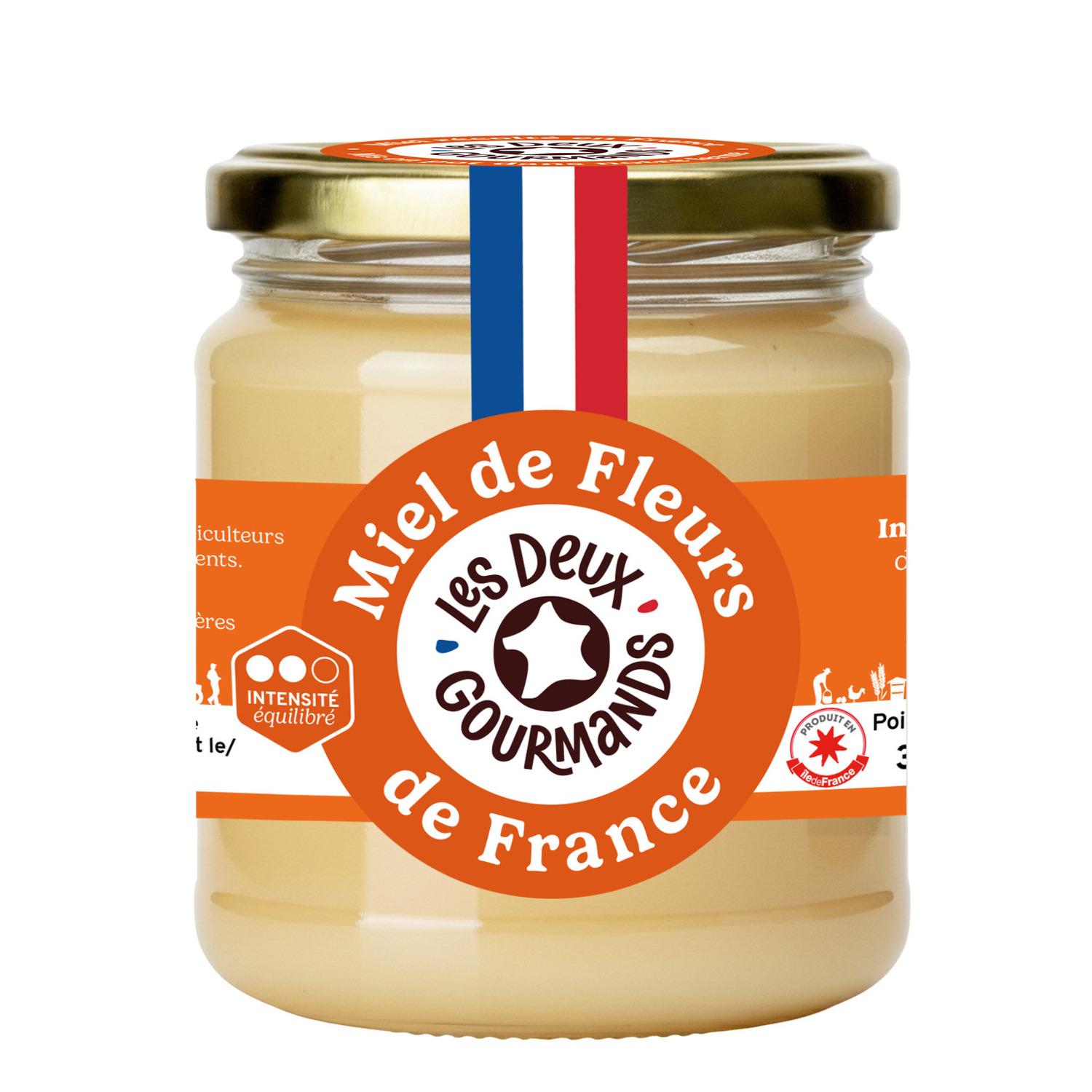 LES DEUX GOURMANDS Miel de fleurs doux et fleuri Ile de France 350g