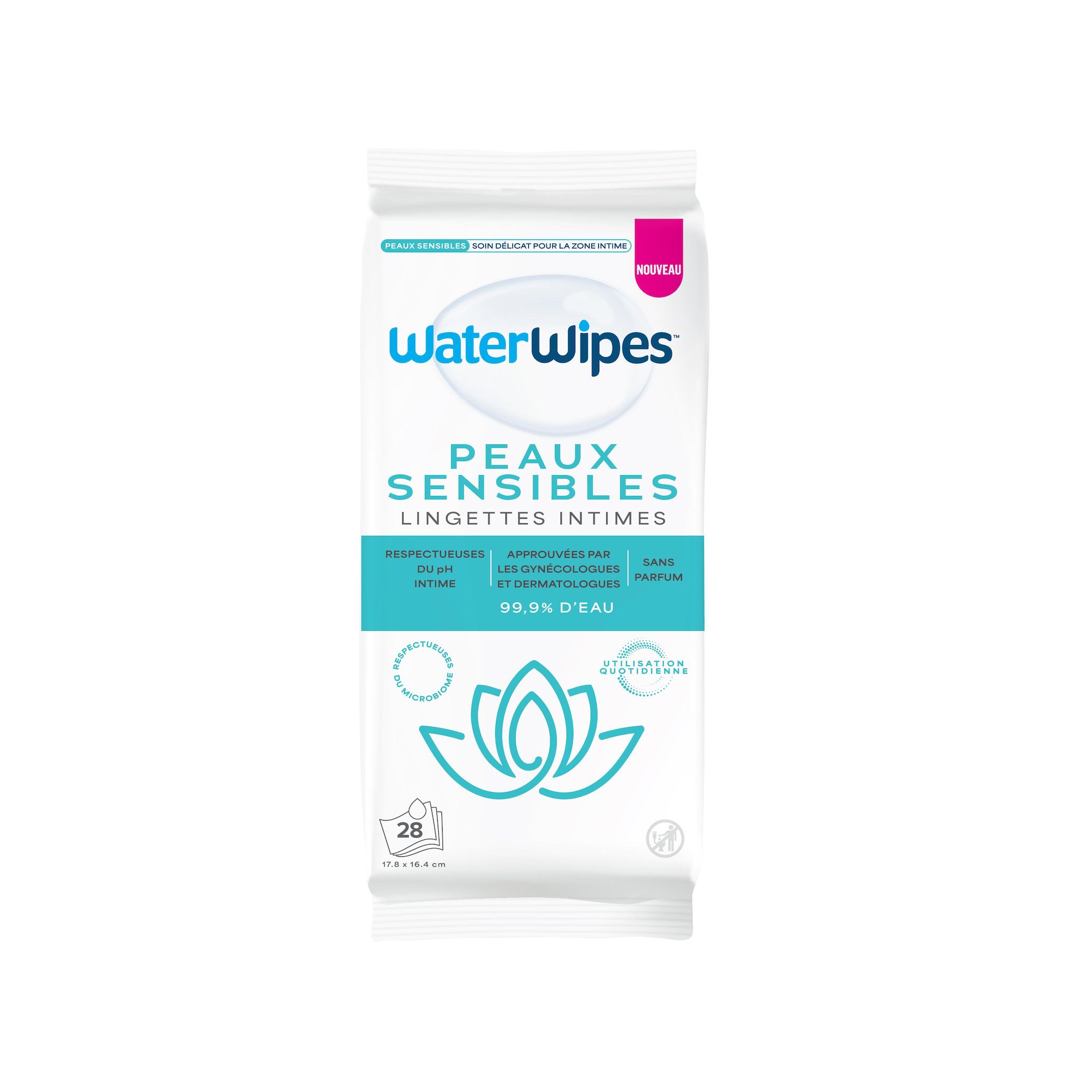 WATER WIPES Peaux sensibles lingettes intimes 28 lingettes