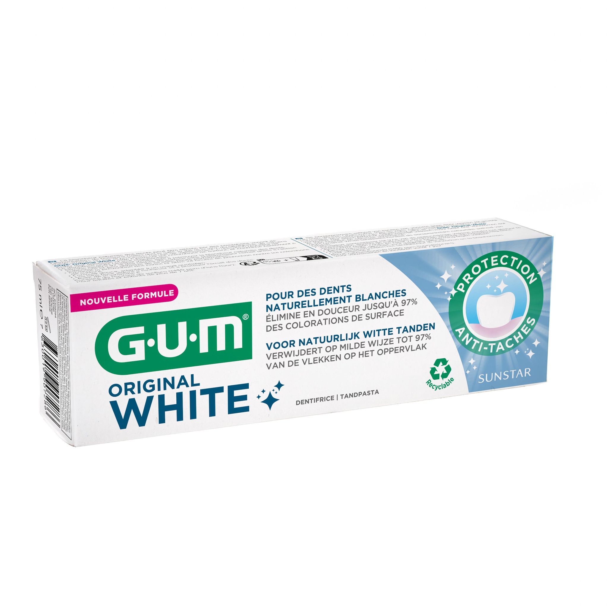 GUM Original White Dentifrice blancheur protection anti tâche 75ml