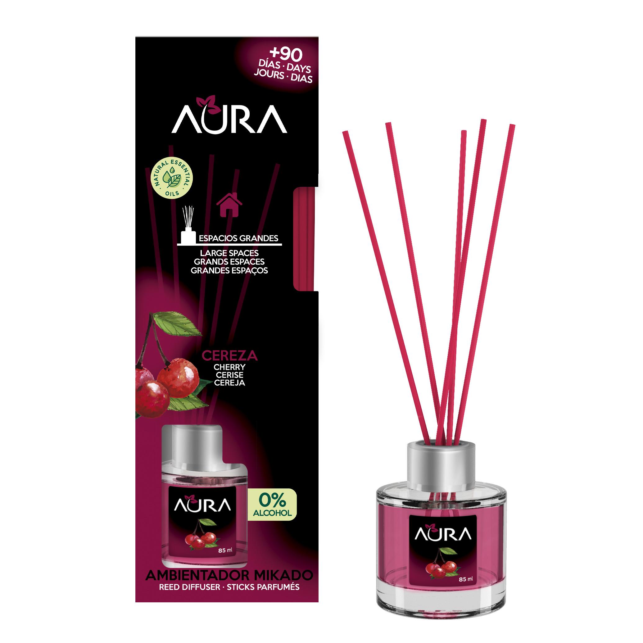 AURA Bâtonnets désodorisant grands espaces cerise 85ml