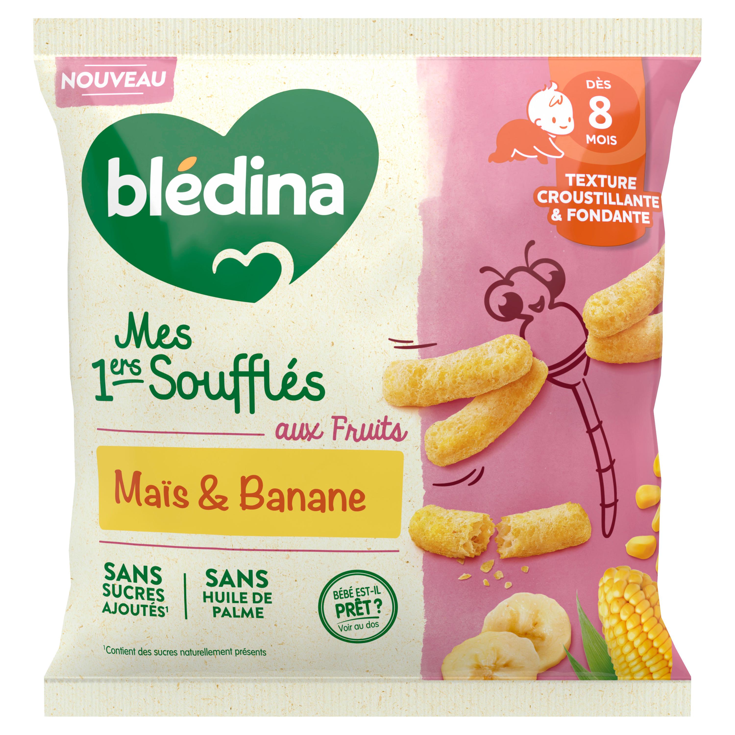 BLEDINA Mes 1ers Souffles snacking maïs banane sans sucres ajoutés dès 8 mois 20g