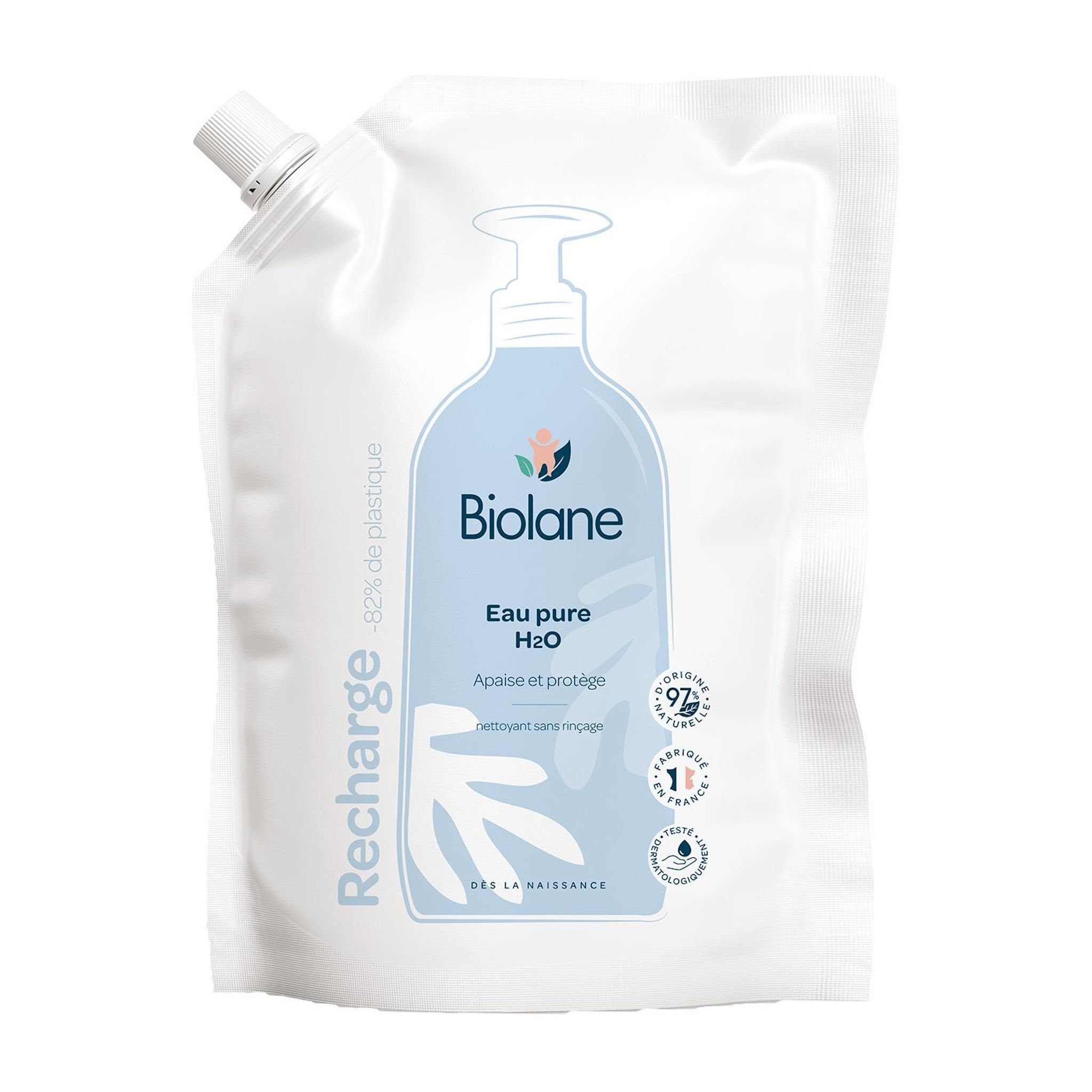 BIOLANE Eau pure H2O nettoyant sans rinçage dès la naissance recharge 750ml