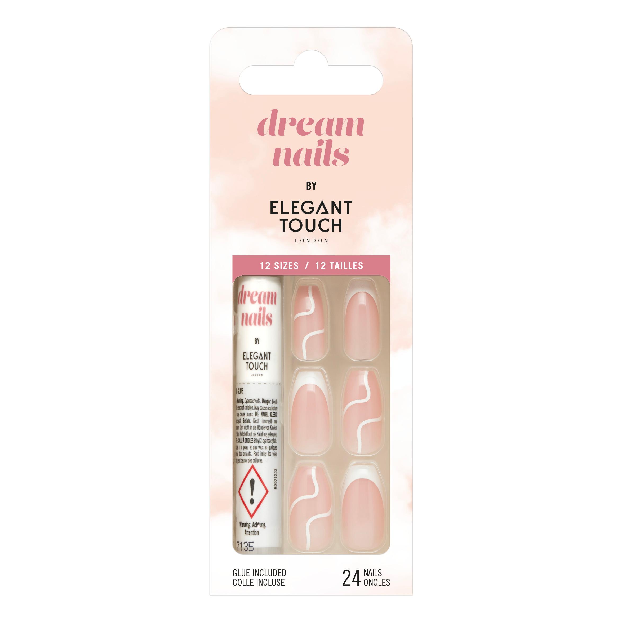 ELEGANT TOUCH Dream Nails Faux ongles white swirls 24 pièces+colle incluse