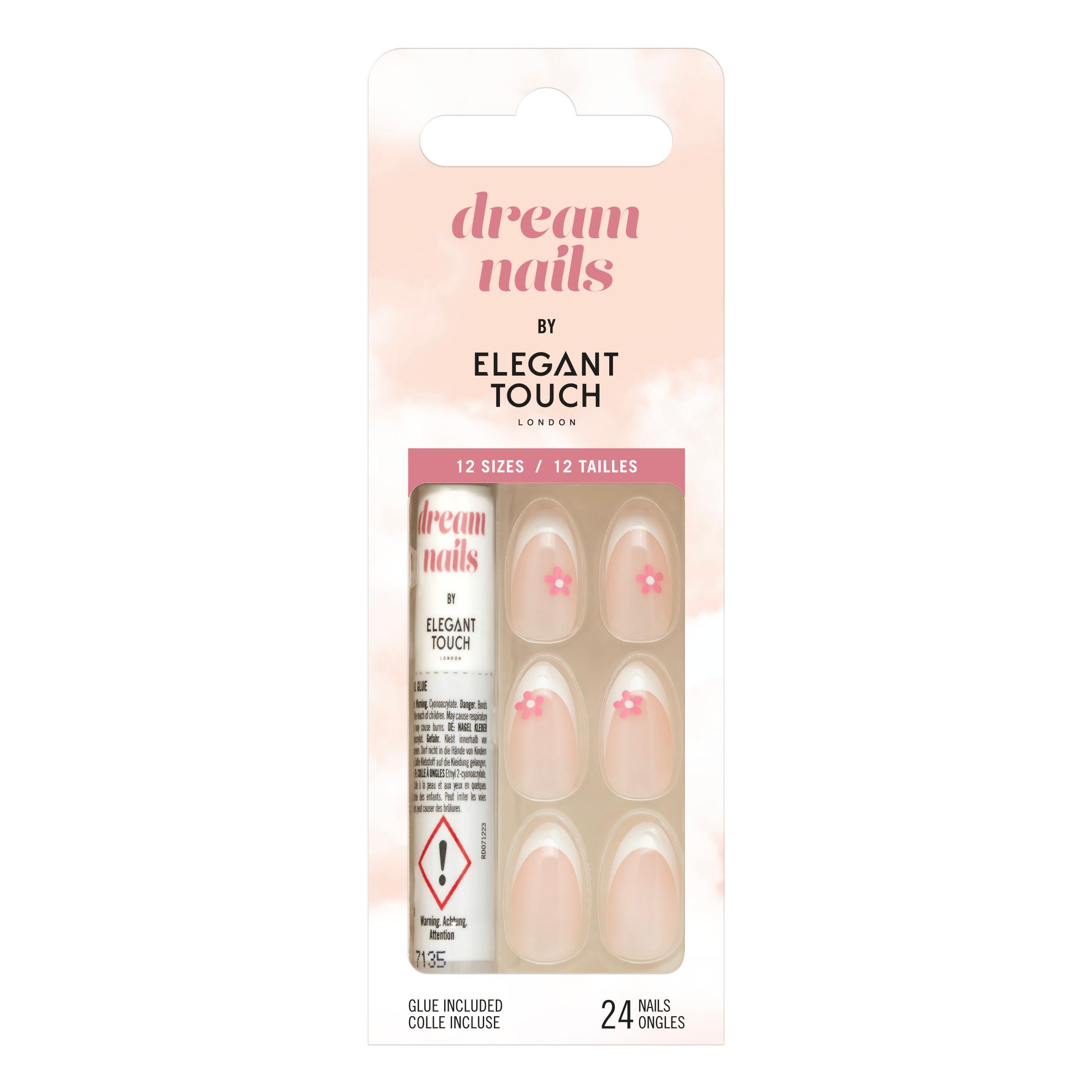 ELEGANT TOUCH Dream Nails Faux ongles french Floral 24 pièces+colle incluse