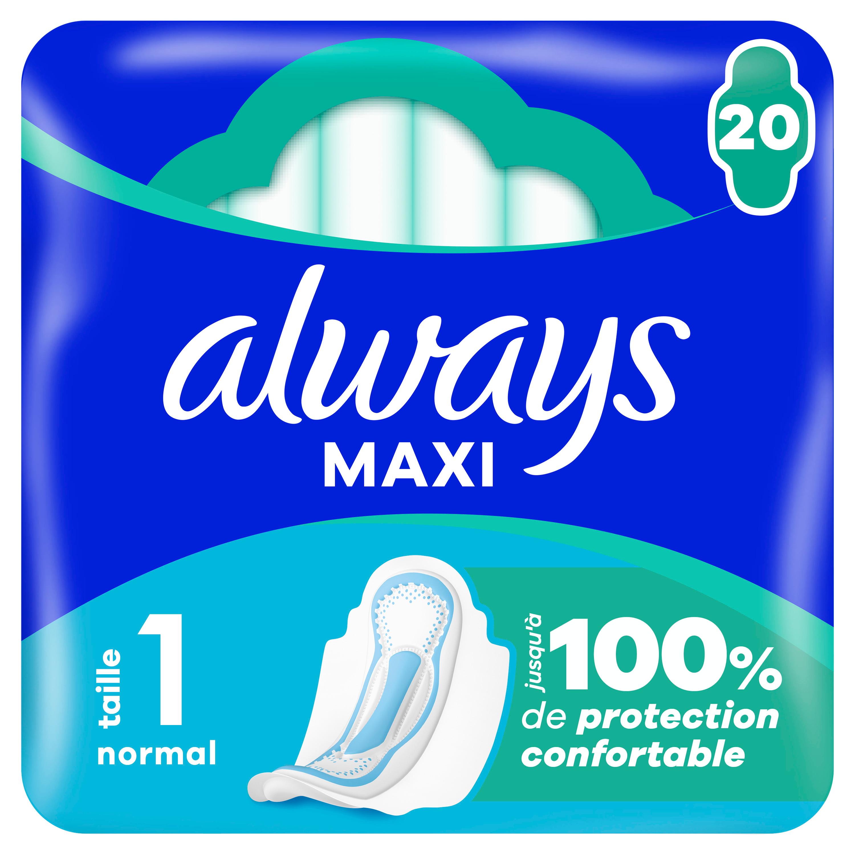 ALWAYS Maxi Serviettes hygiéniques normal avec ailettes taille 1 20 serviettes