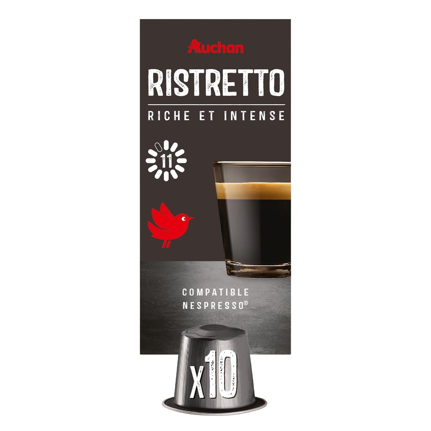 AUCHAN Capsules de café ristretto intensité 11 compatibles Nespresso 10 capsules 52g