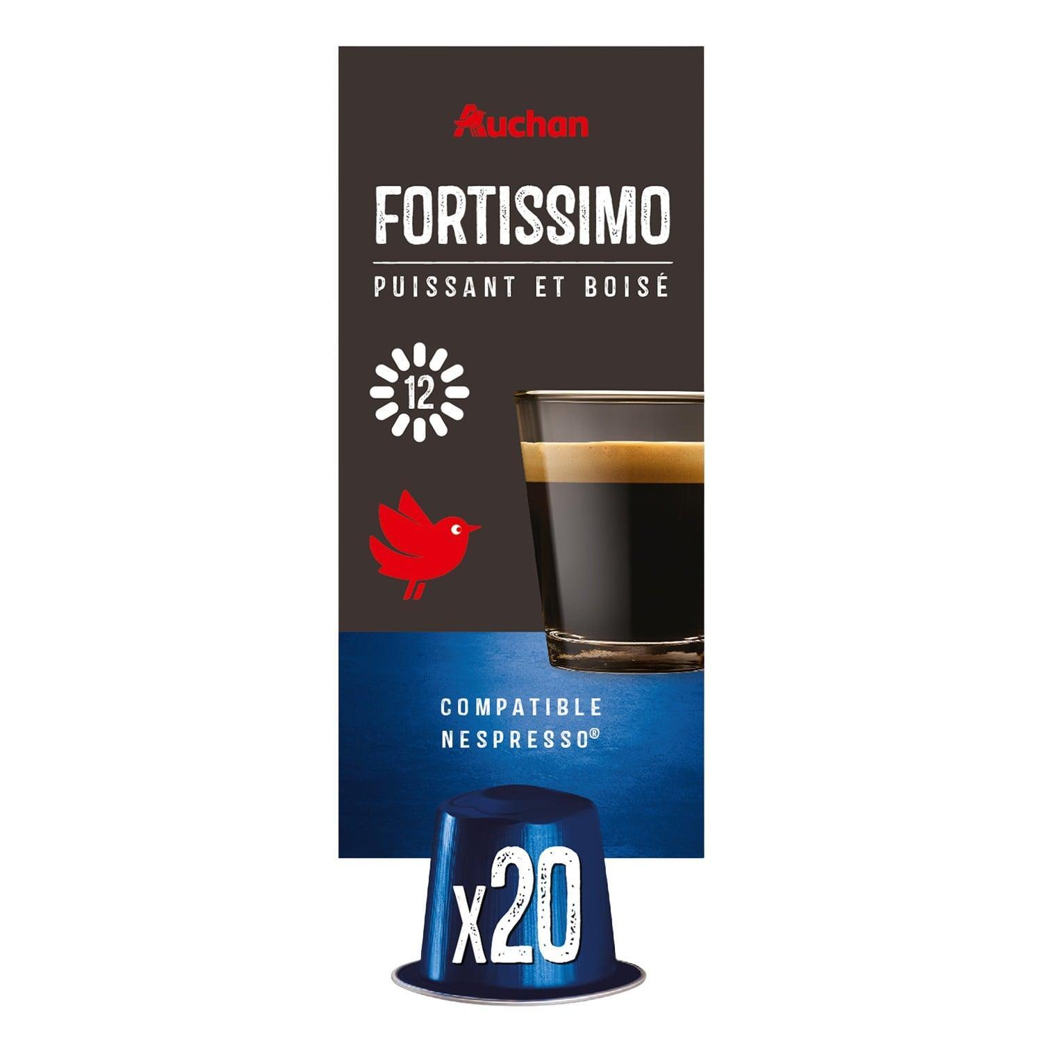 AUCHAN Fortissimo Capsules de café intense compatibles Nespresso 20 capsules 104g