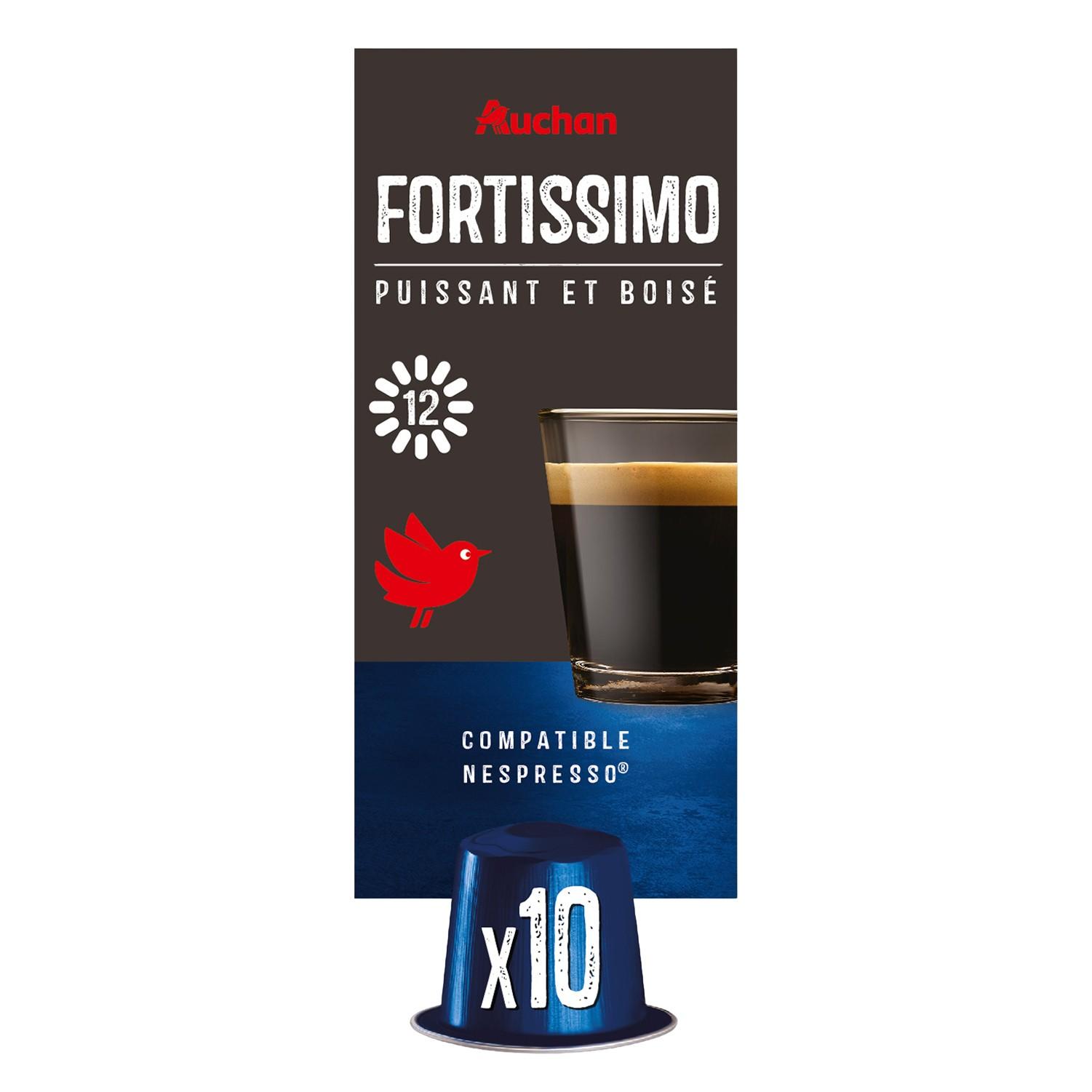 AUCHAN Capsules de café Fortissimo compatibles Nespresso 10 capsules 52g