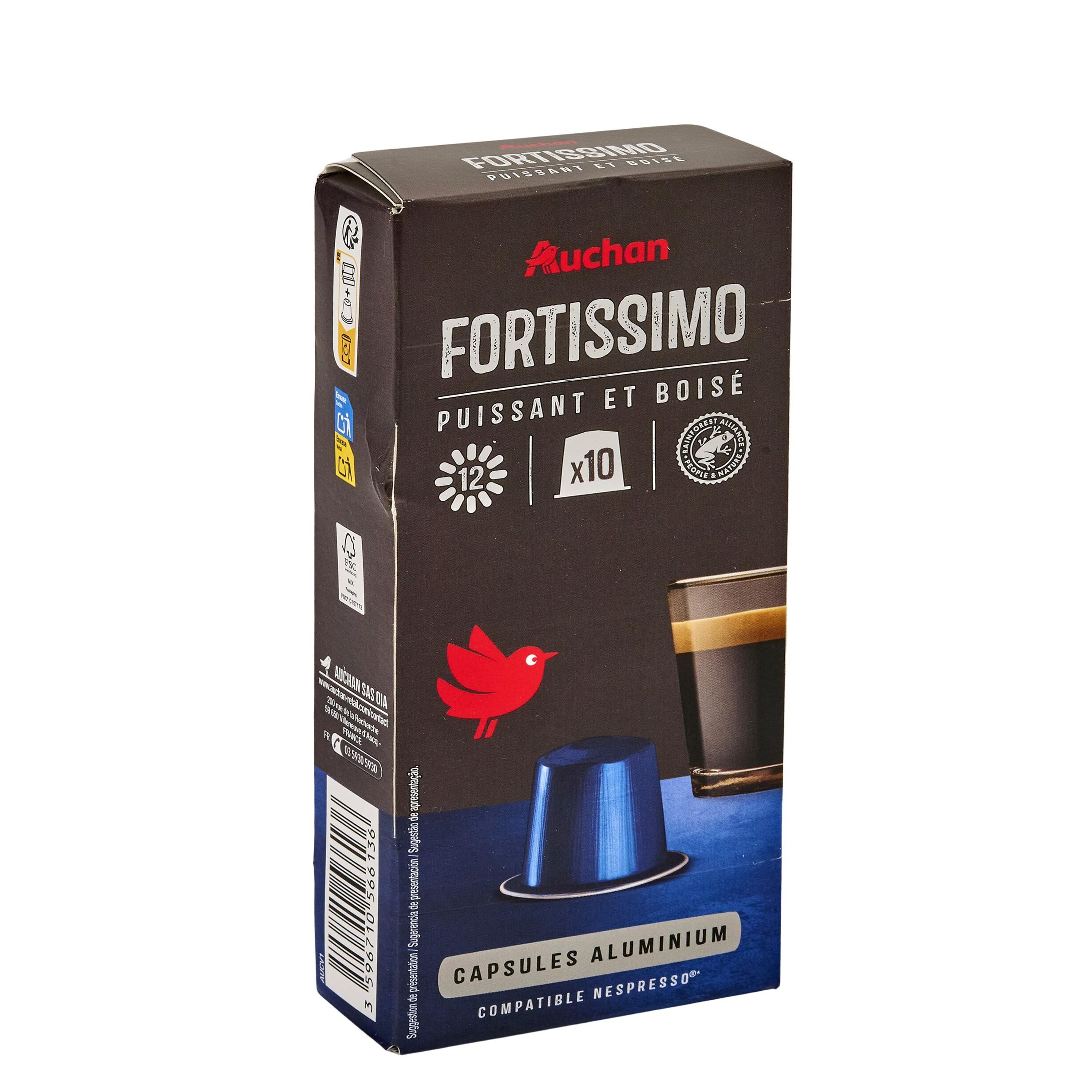 Voir la diapositive 3 : AUCHAN Capsules de café Fortissimo compatibles Nespresso 10 capsules 52g