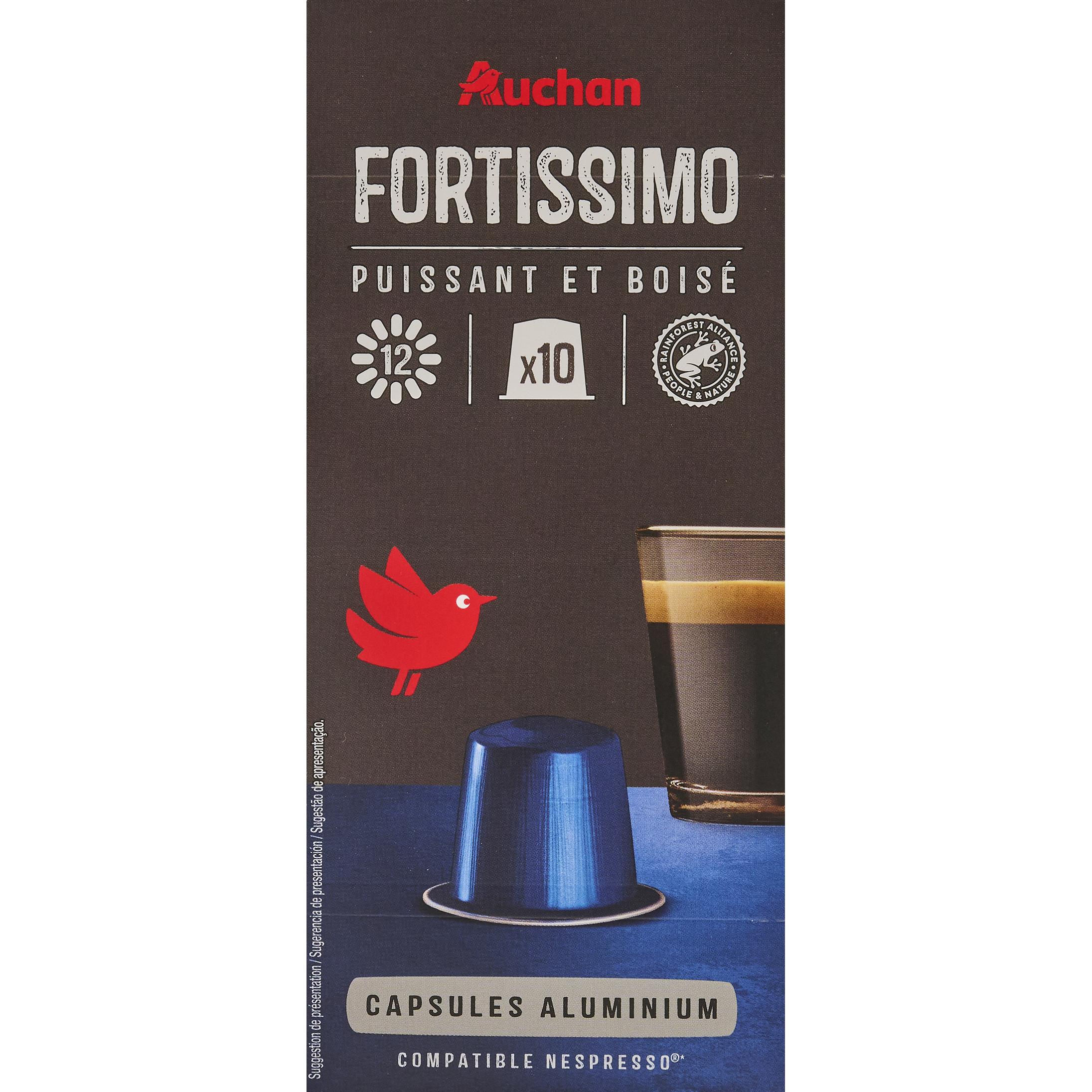Voir la diapositive 4 : AUCHAN Capsules de café Fortissimo compatibles Nespresso 10 capsules 52g