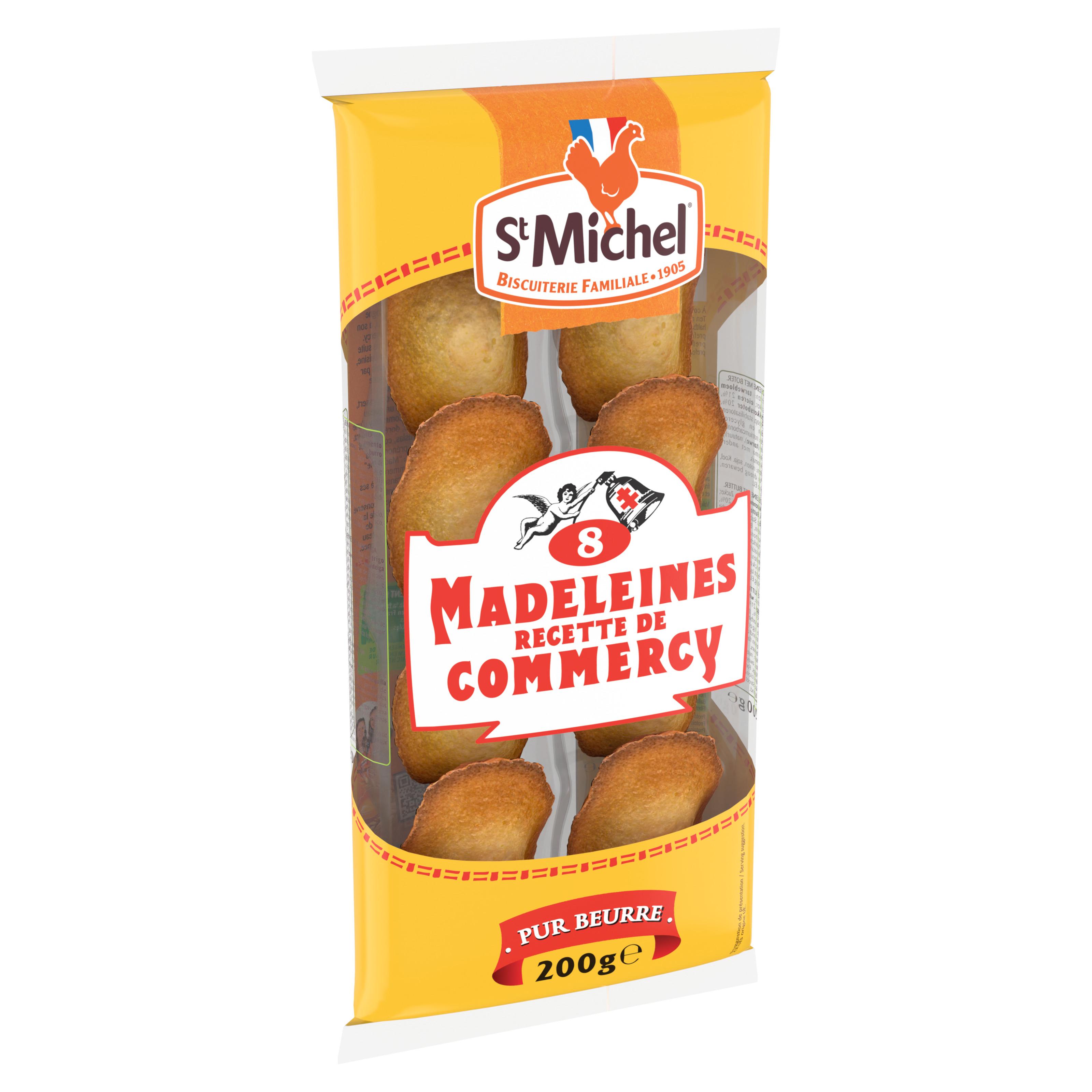ST MICHEL Madeleines de commercy pur beurre aux oeufs de poules élevées en plein air 8 madeleines 200g