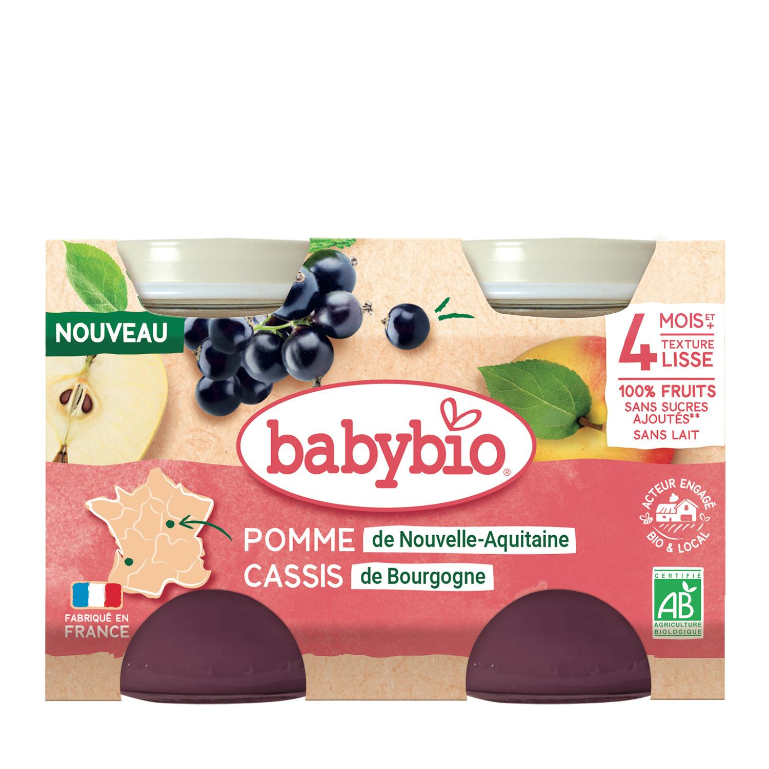 BABYBIO Petits pots dessert pomme cassis 2x130g 260G