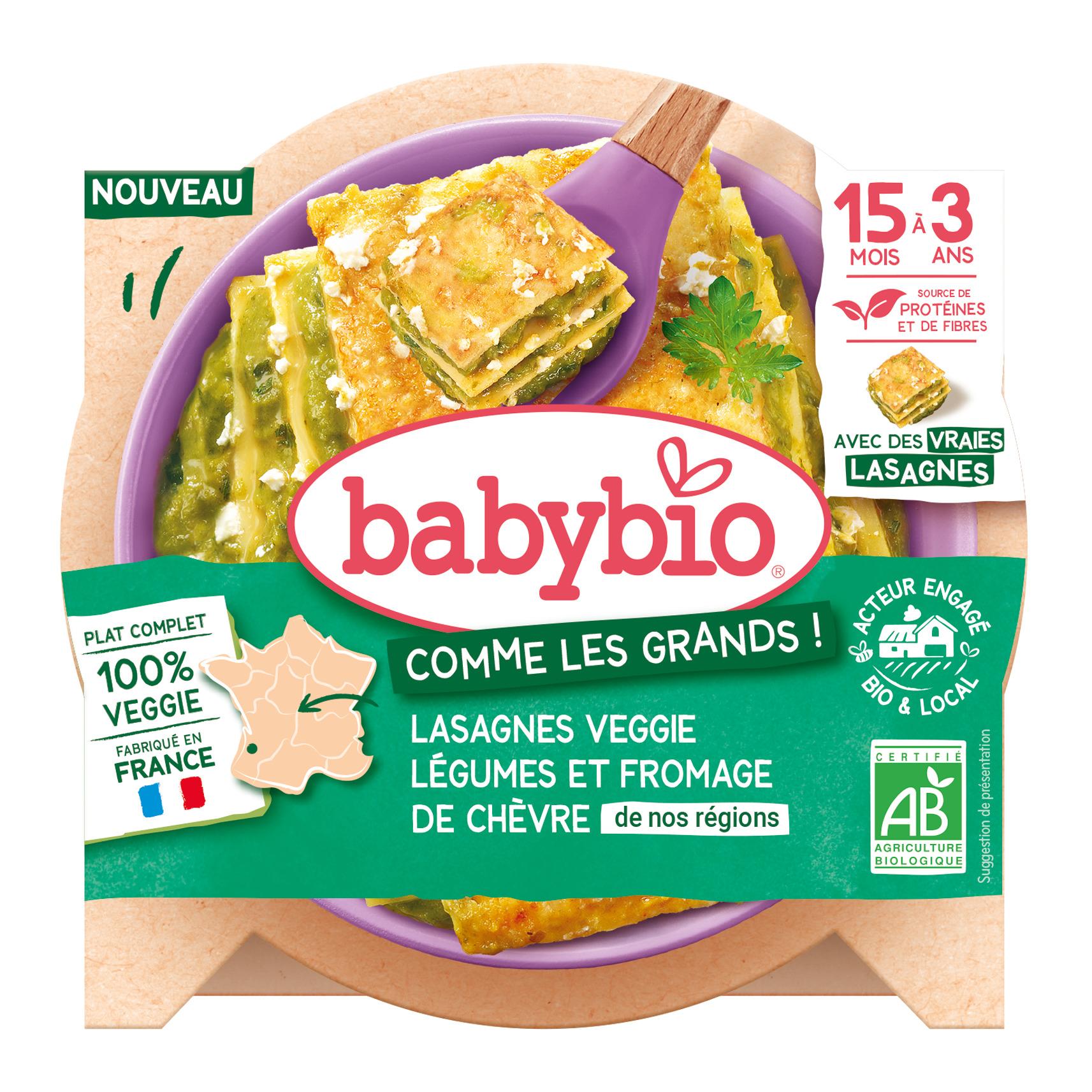 BABYBIO Assiette lasagnes légumes et fromage de chèvre bio dès 15 mois 200g