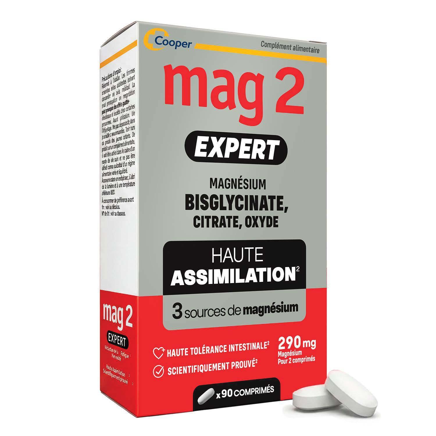 MAG 2 Expert complément alimentaire magnésium bisglycinate citrate oxyde 90 comprimés