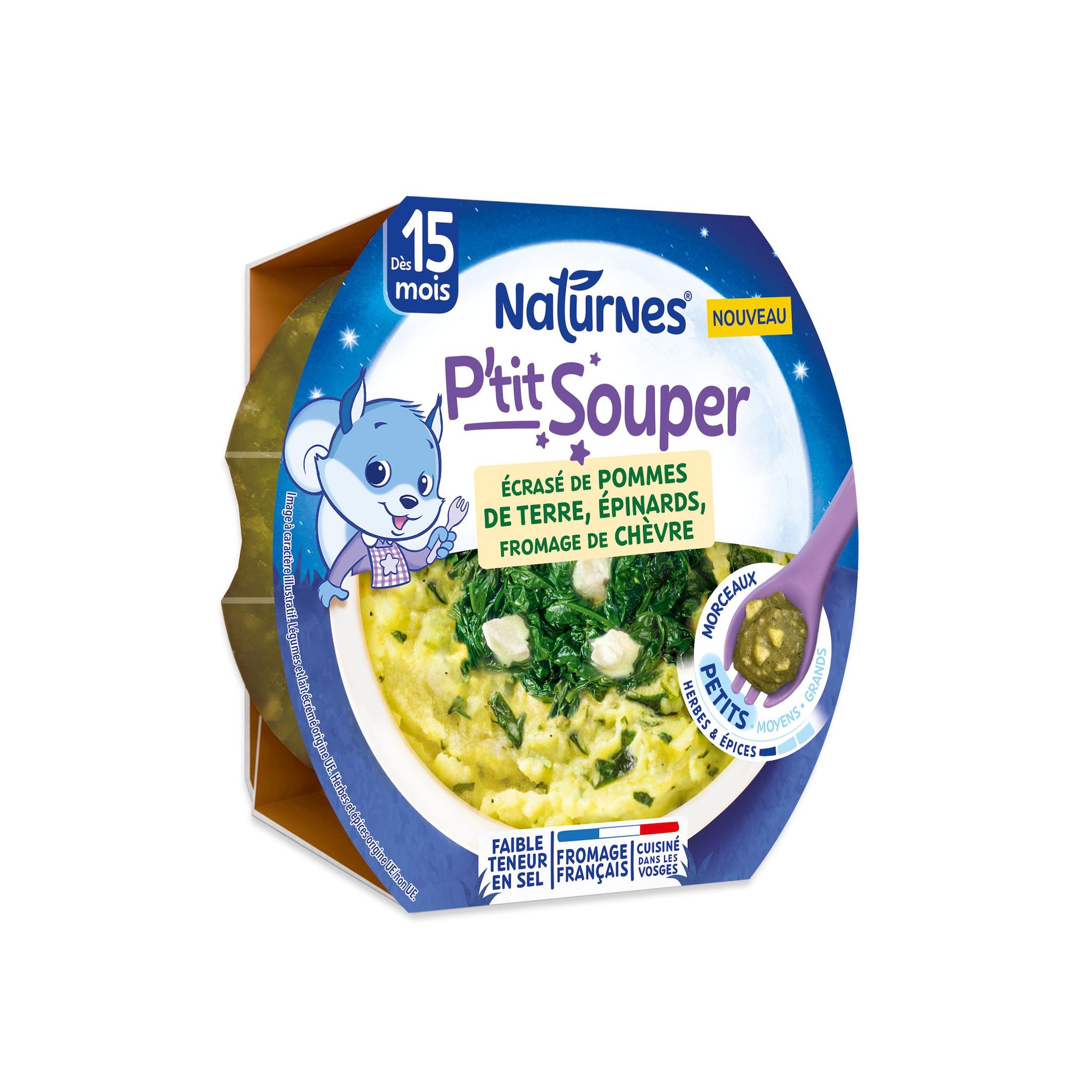 NATURNES P'tit Souper bol écrasé de pommes de terre épinards chèvre dès 15 mois 250g