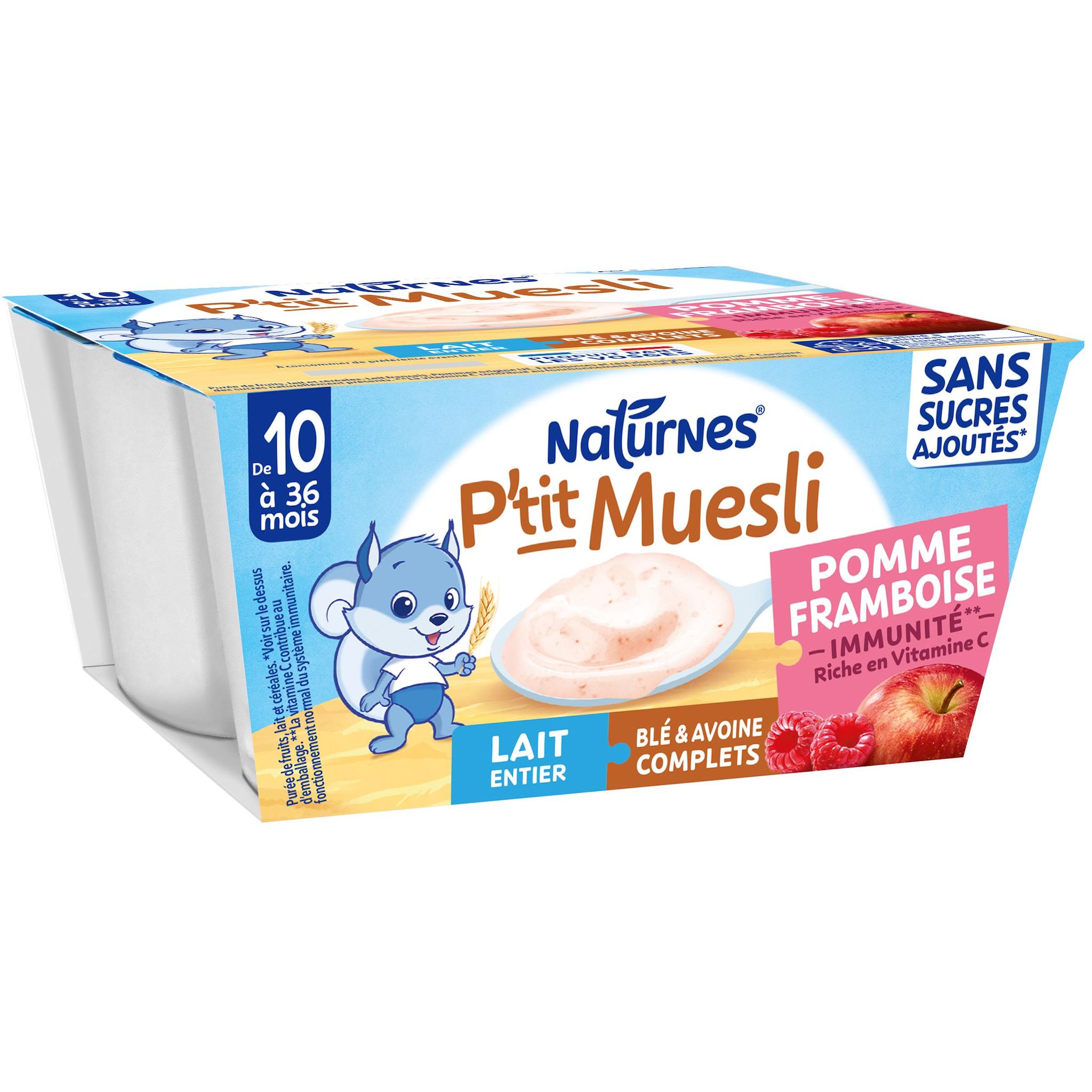 NATURNES P'tit Muesli pomme framboise dès 10 mois 4x90g