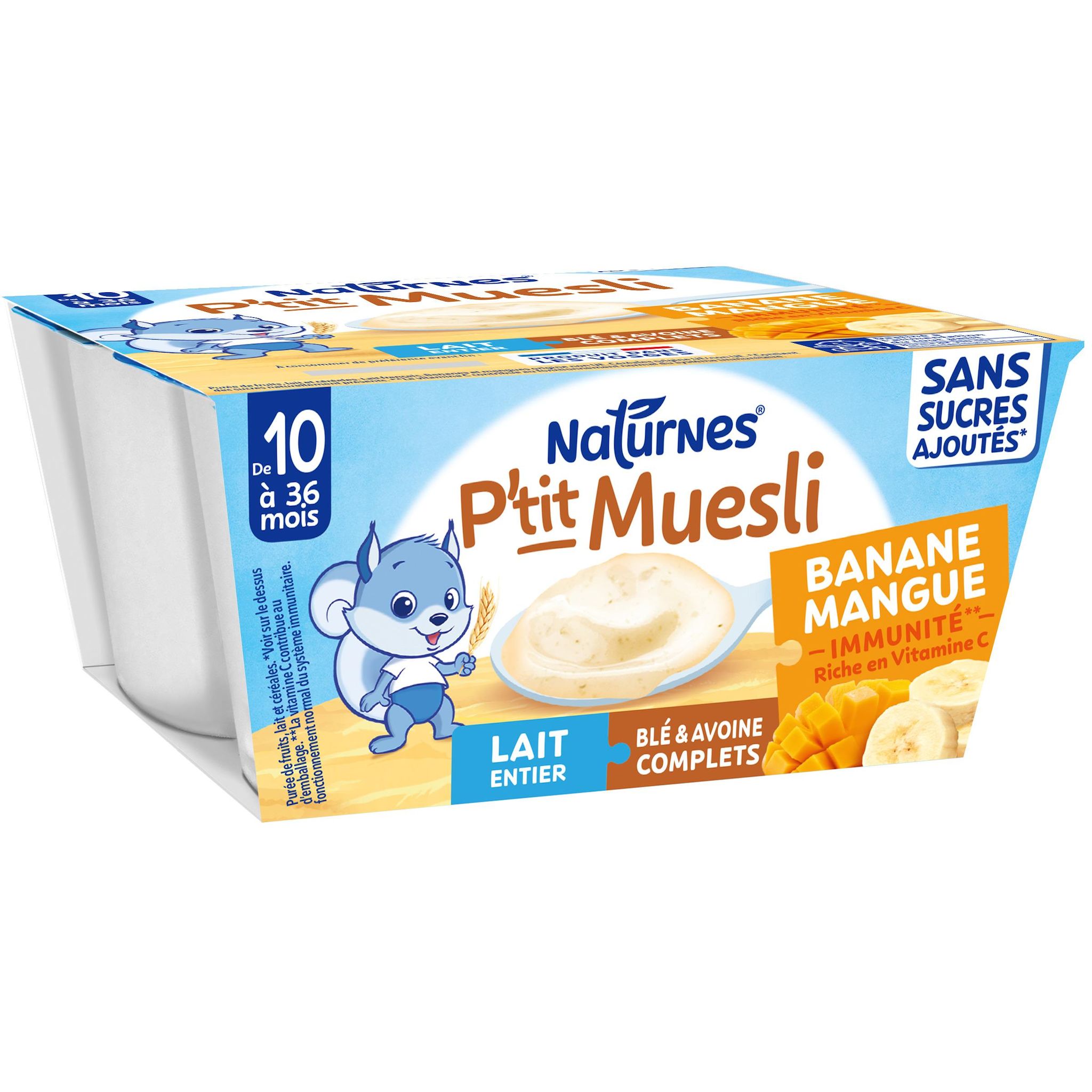 NATURNES P'tit Muesli banane mangue dès 10 mois 4x90g