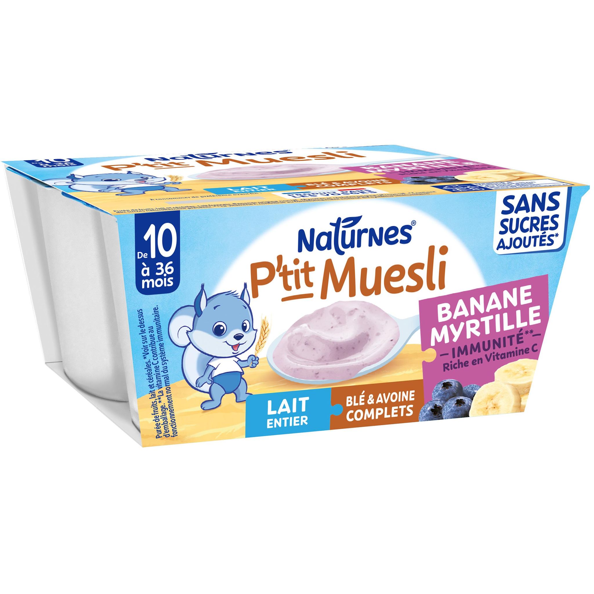NATURNES P'tit Muesli banane myrtille dès 10 mois 4x90g