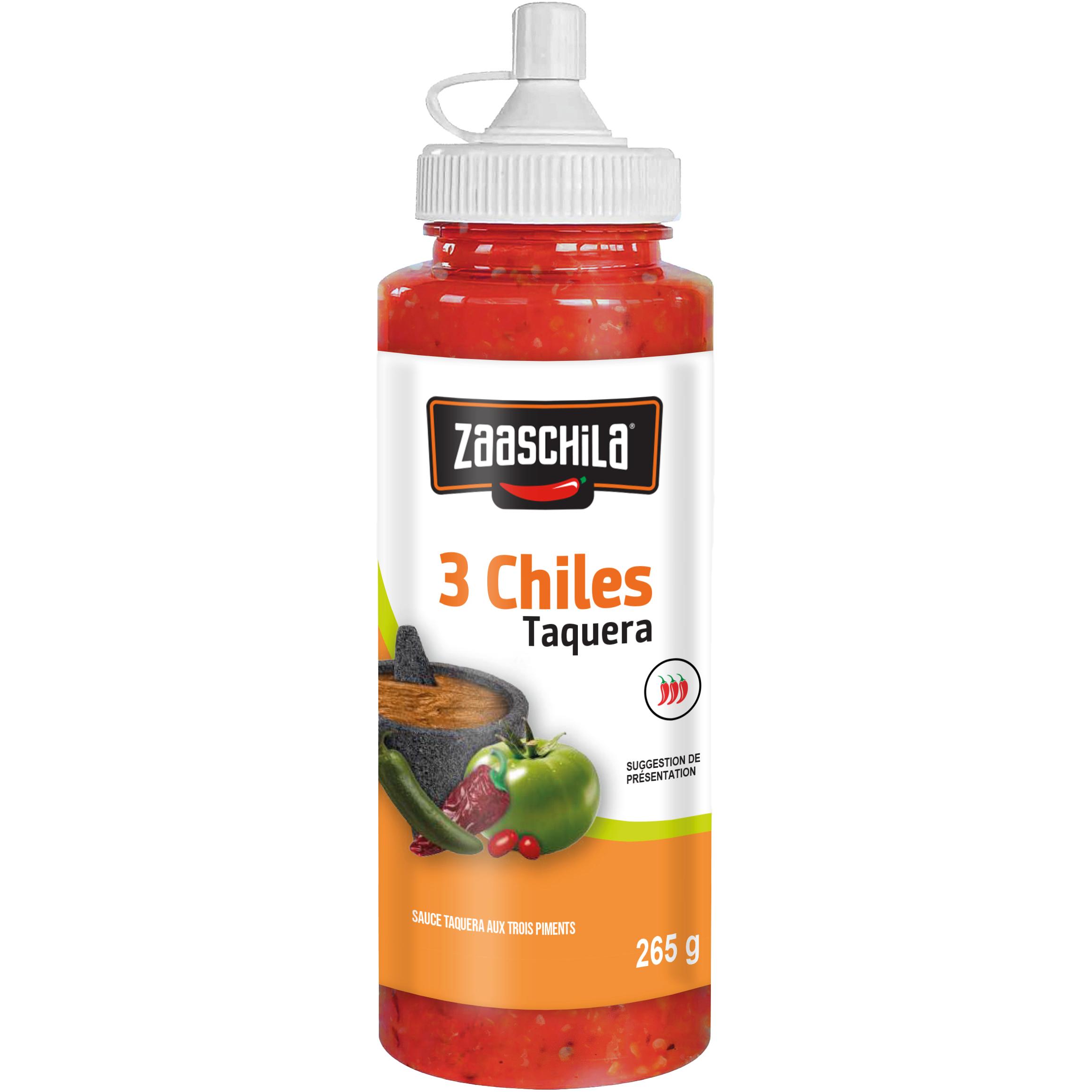 ZAASCHILA Sauce Tres chiles taquera à la tomate et aux piments relevée 265g