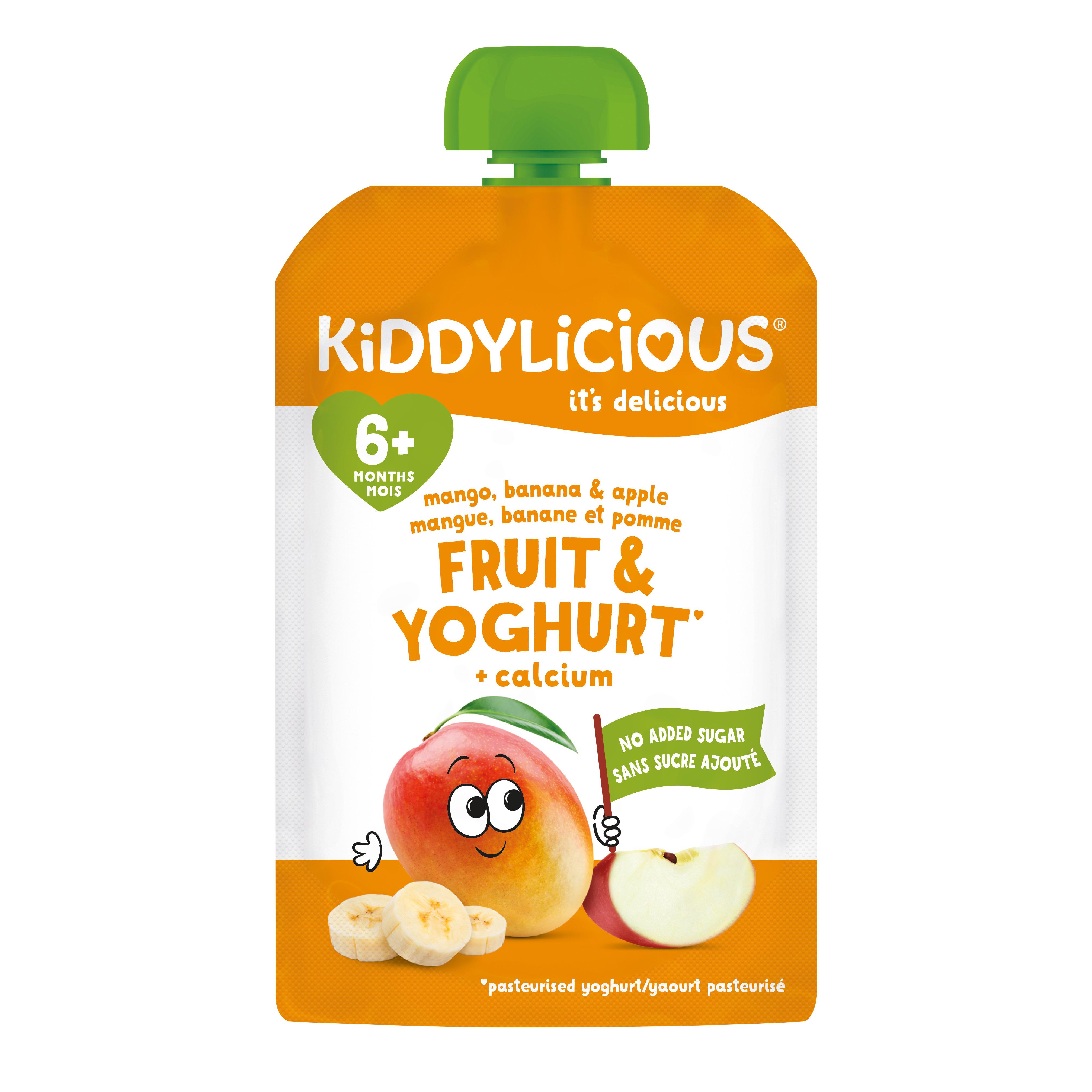 KIDDYLICIOUS Compote fruit et yaourt mangue pomme banane 100g