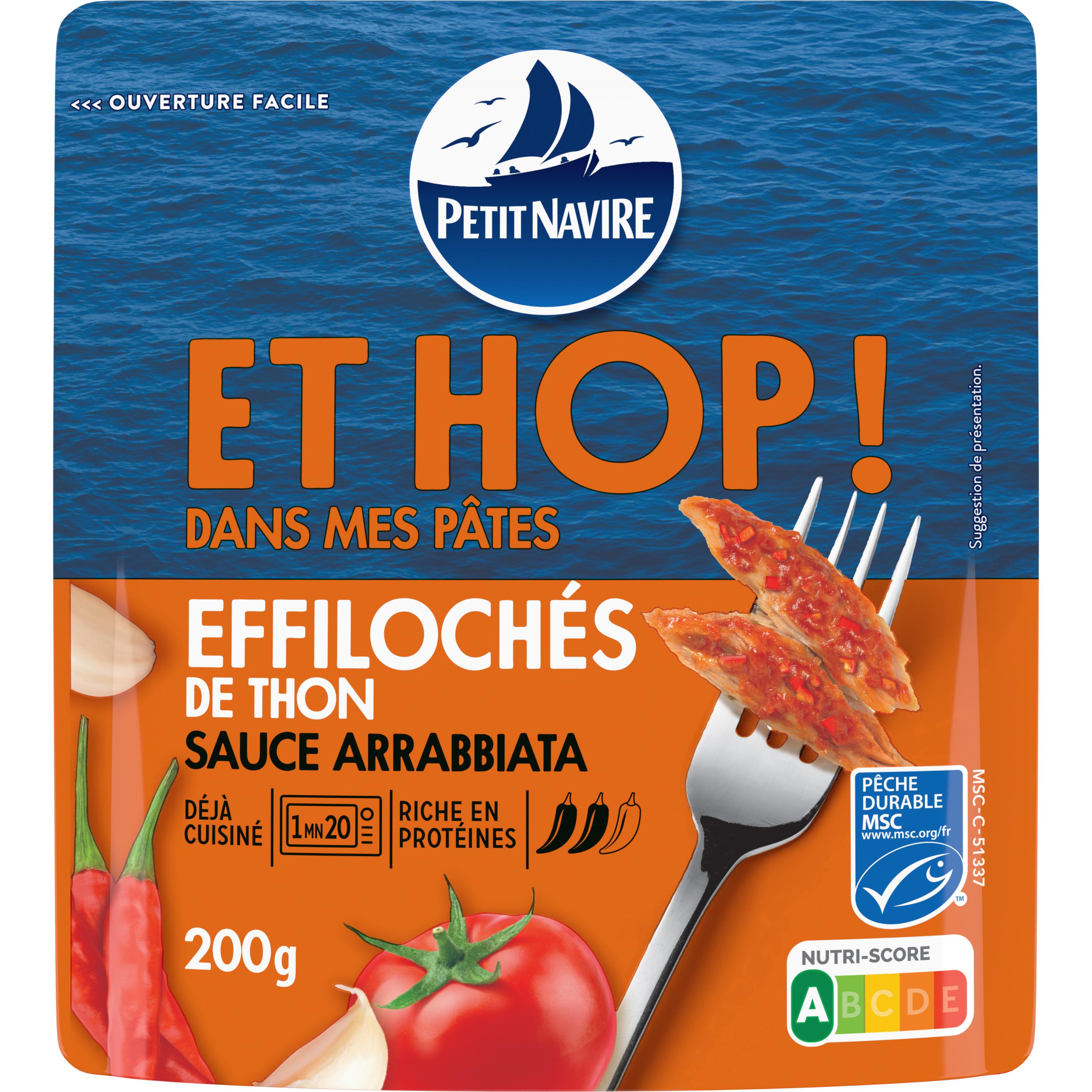 PETIT NAVIRE Et Hop! Thon effiloché sauce arrabbiata MSC 200g