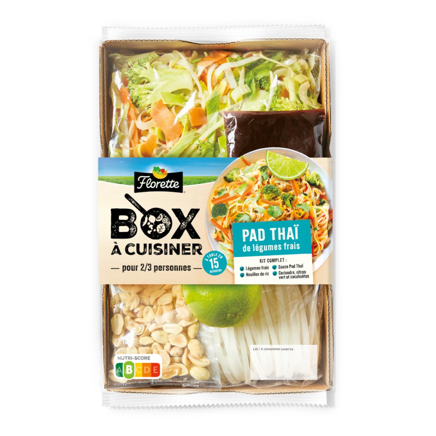 FLORETTE Box à cuisiner pad thaï de légumes frais 2/3 parts 535g