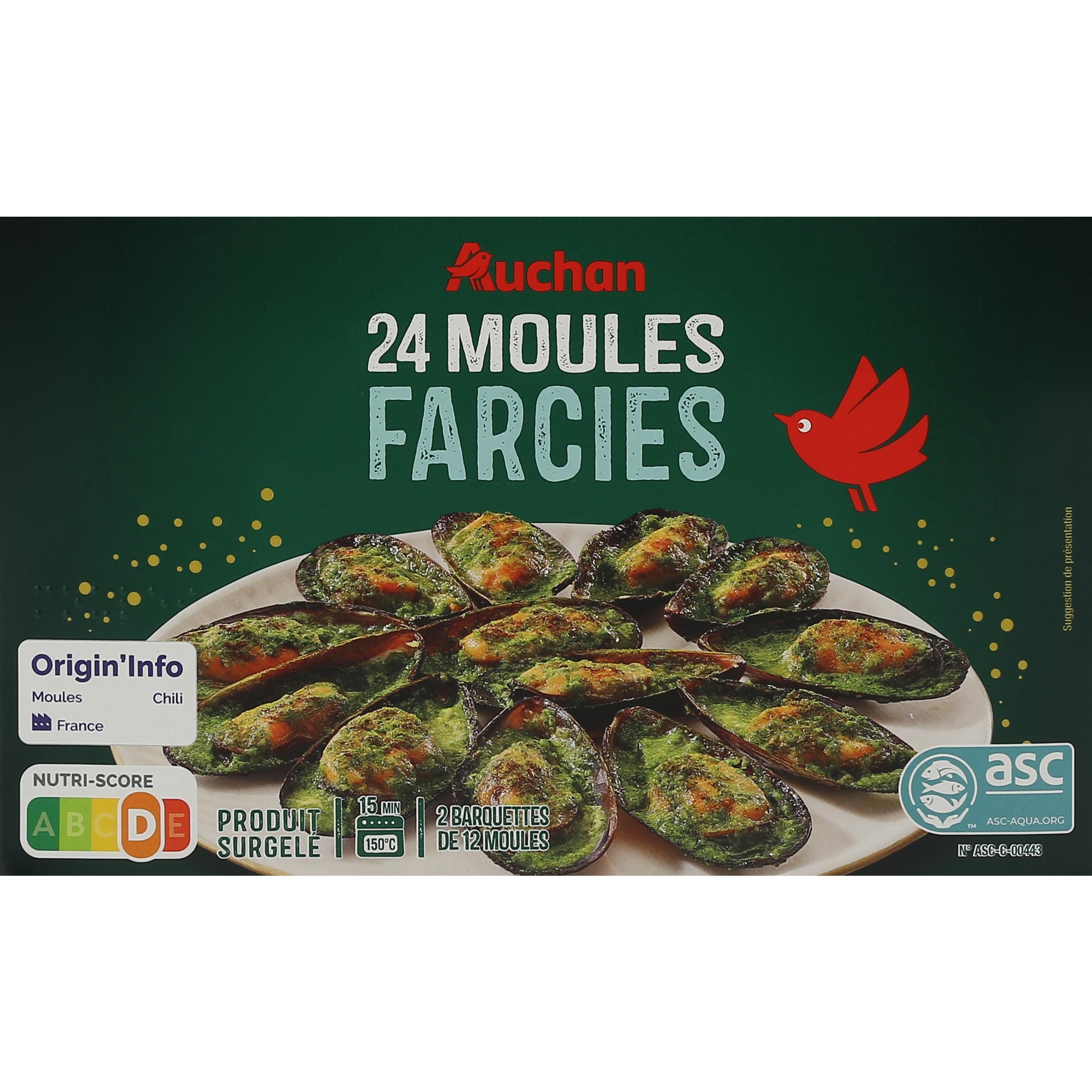 AUCHAN Moules farcies ASC 24 pièces 250g