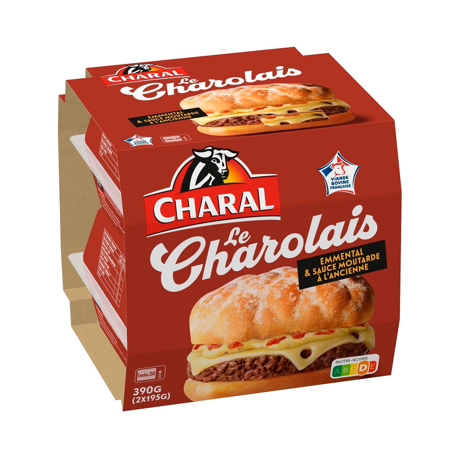 CHARAL Burger Le Charolais emmental et sauce moutarde à l'ancienne 2 pièces 390g