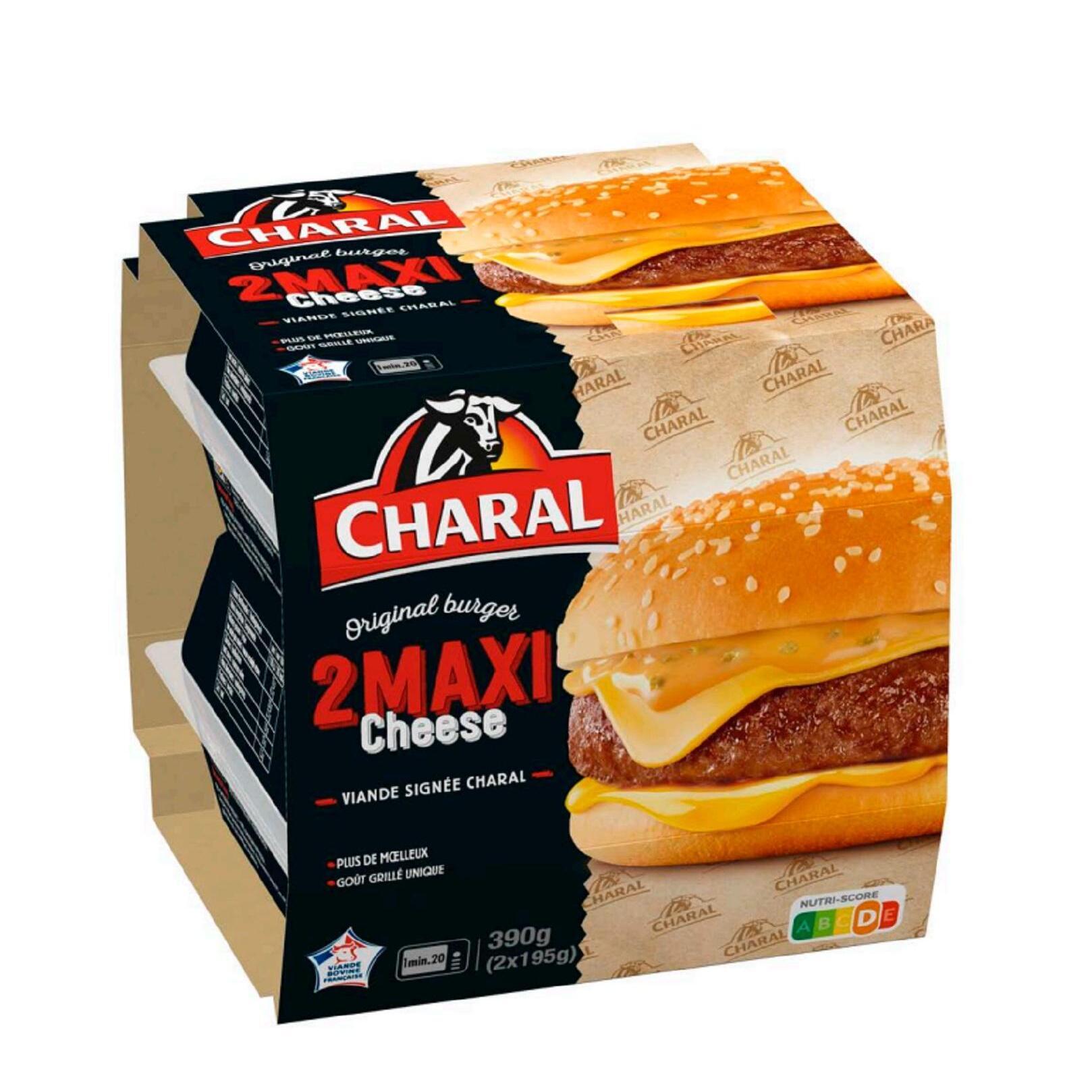 CHARAL Burger Maxi Cheese de boeuf 2 pièces 390g