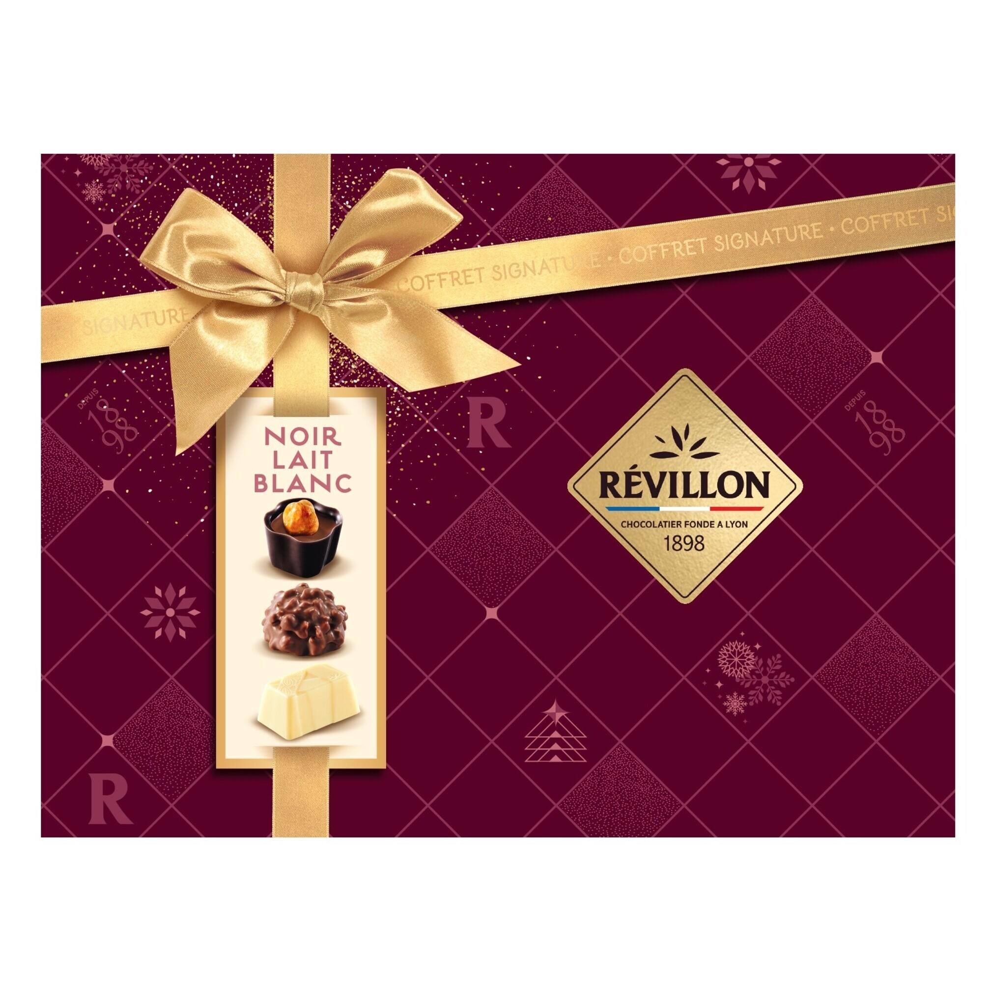 REVILLON CHOCOLATIER Coffret signature de chocolats noir, lait et blanc 22 chocolats 234g