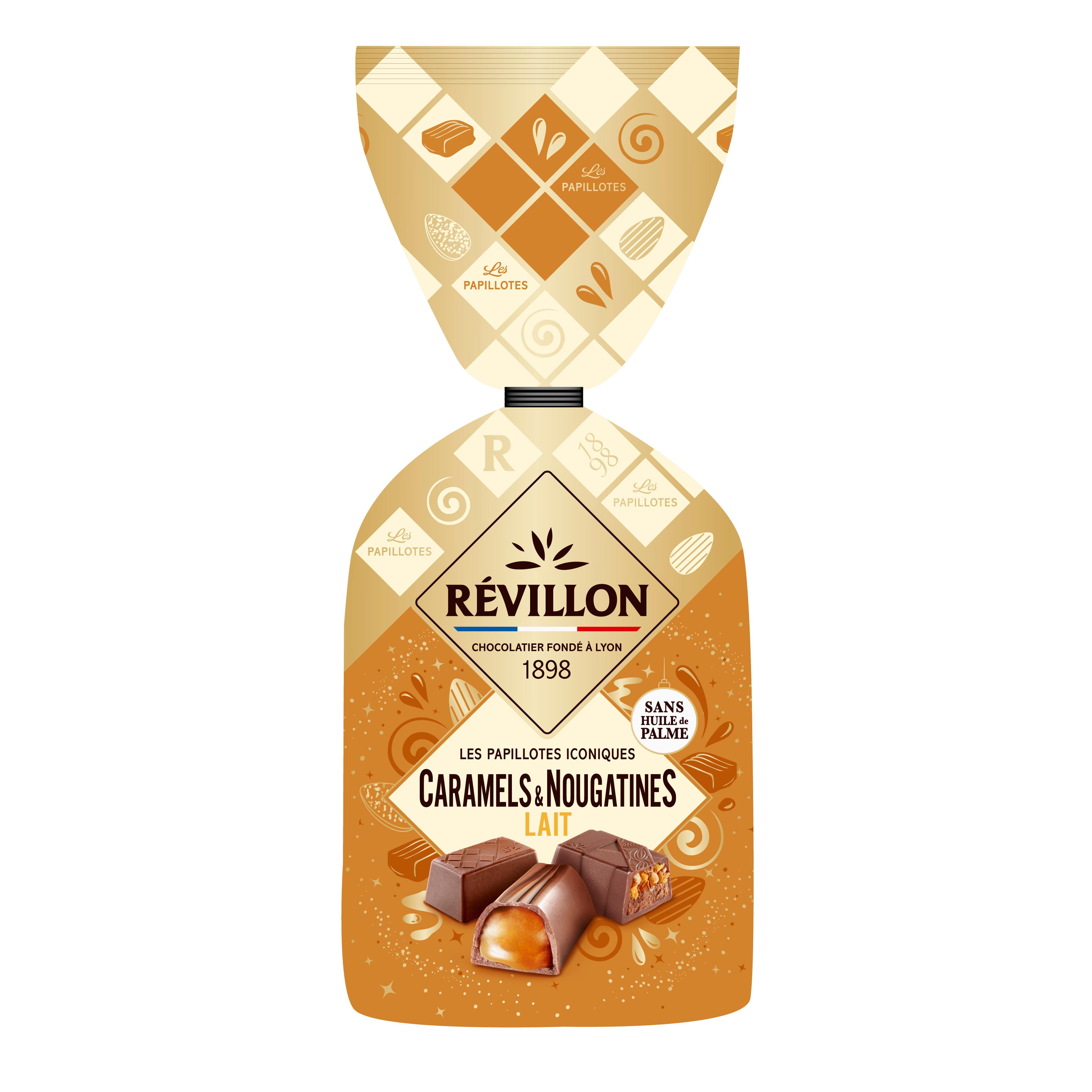 REVILLON CHOCOLATIER Les Papillotes iconiques caramels et nougatines au chocolat au lait 300g