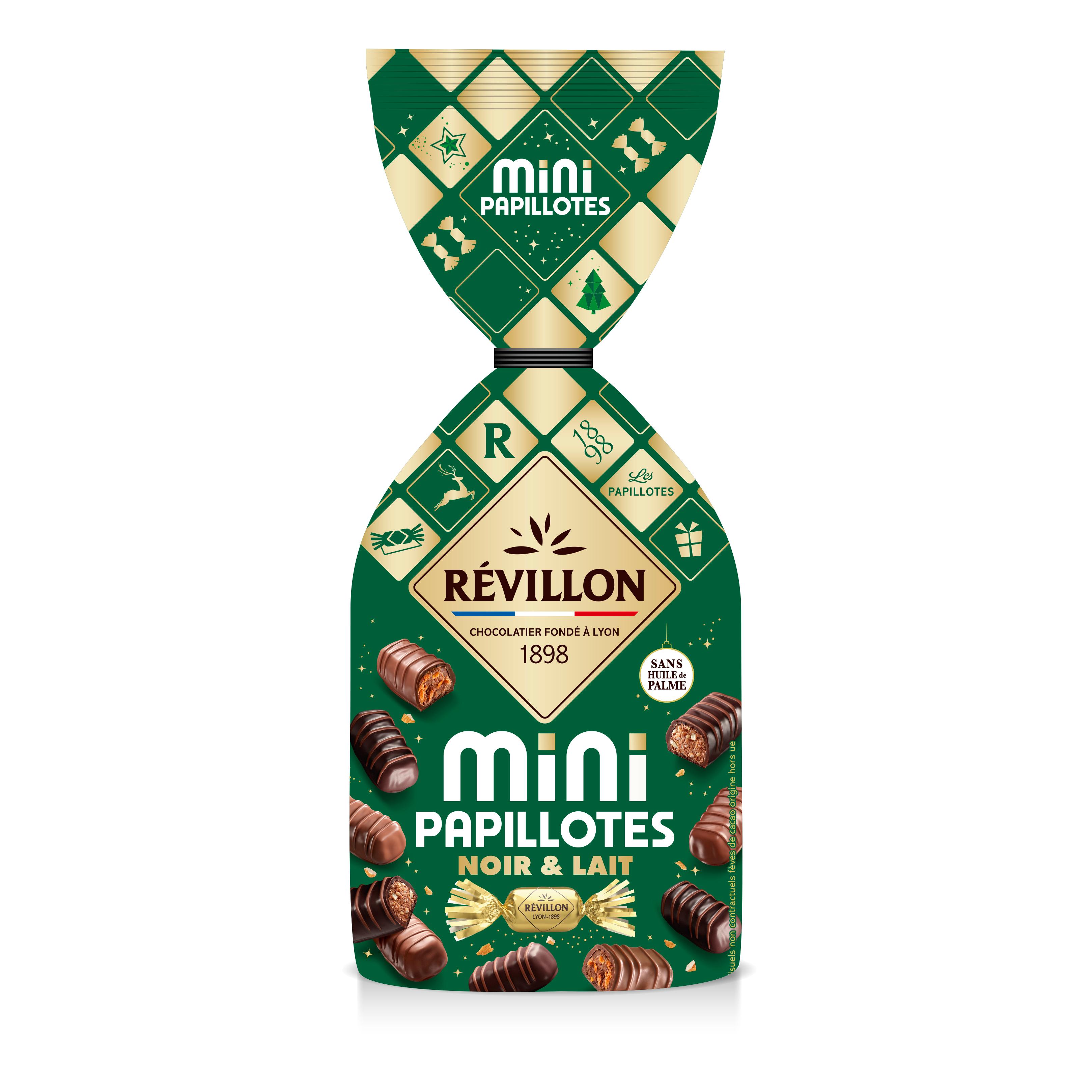 REVILLON CHOCOLATIER Assortiment de mini papillotes au praliné de chocolat au lait et noir 30 mini papillotes 180g