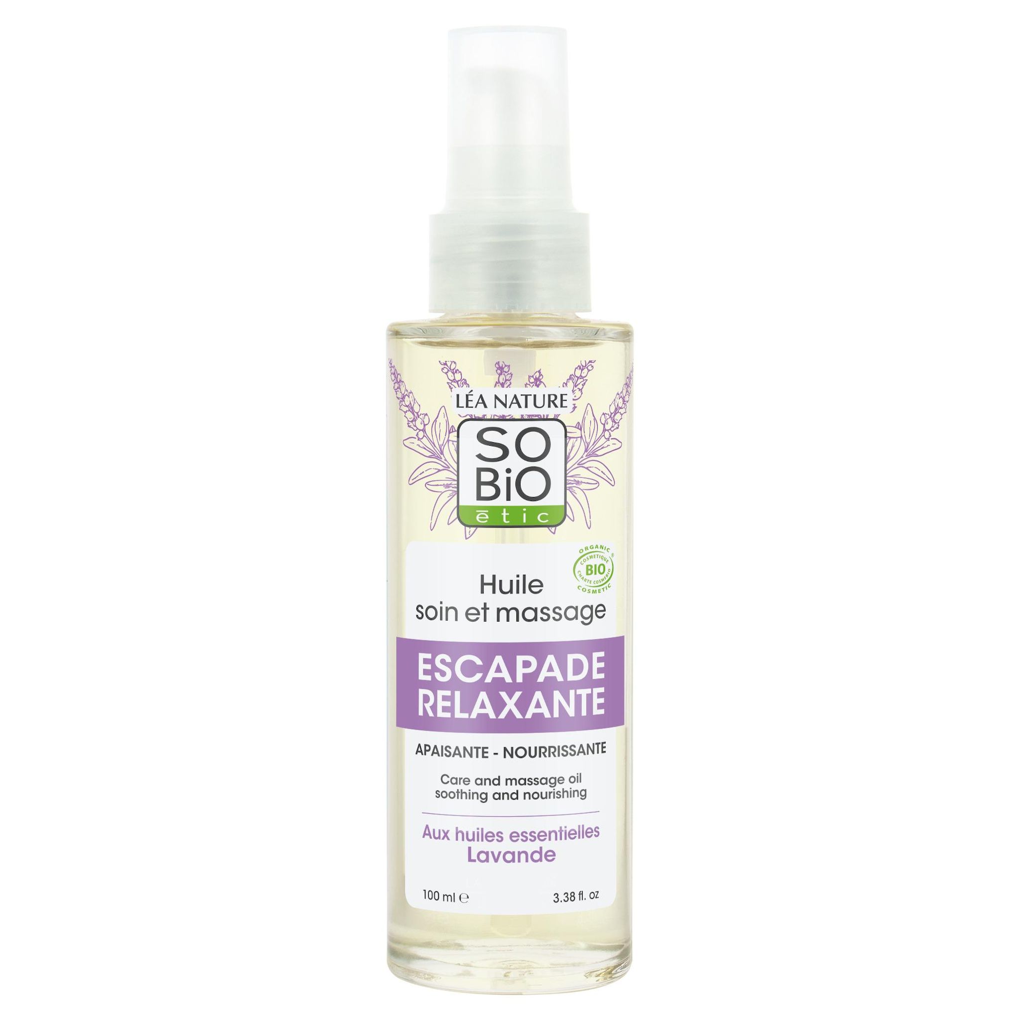 SO BIO ETIC Escapade Relaxante Huile de soin et massage bio aux huiles essentielles de lavande 100ml