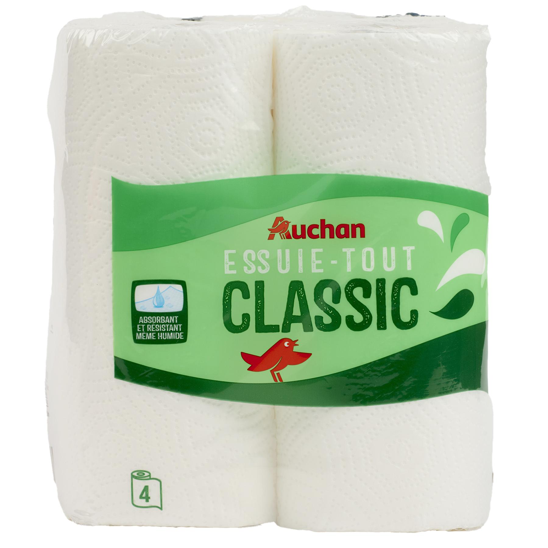 AUCHAN Essuie-tout classic ultra-résistant 4 rouleaux