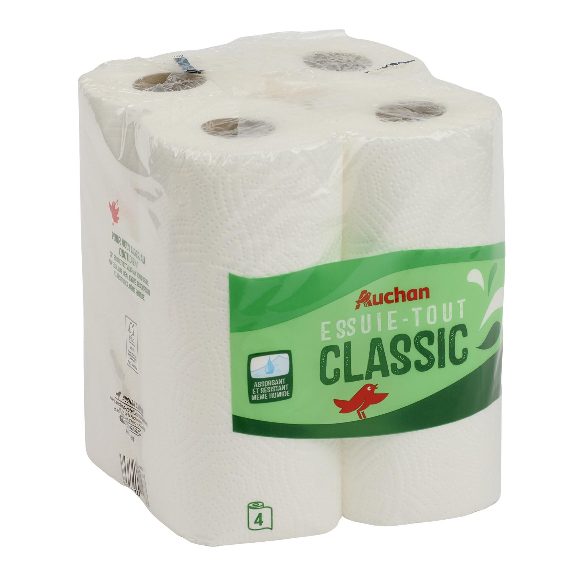 Voir la diapositive 2 : AUCHAN Essuie-tout classic ultra-résistant 4 rouleaux