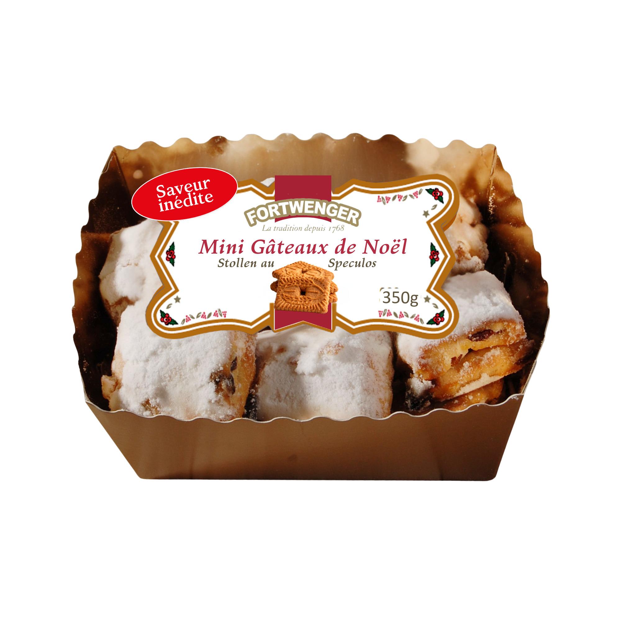 FORTWENGER Mini gâteaux de noël stollen à la pâte d'amande et au spéculos 350g