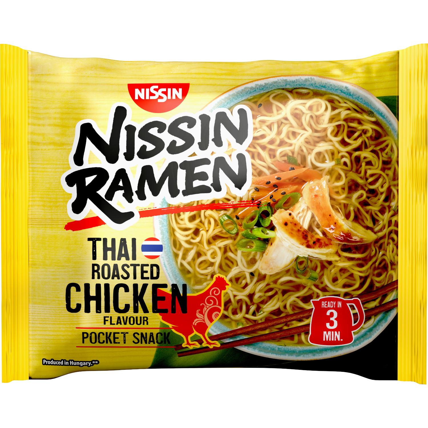 NISSIN Soupe aux nouilles instantanée sachet saveur poulet rôti 65g