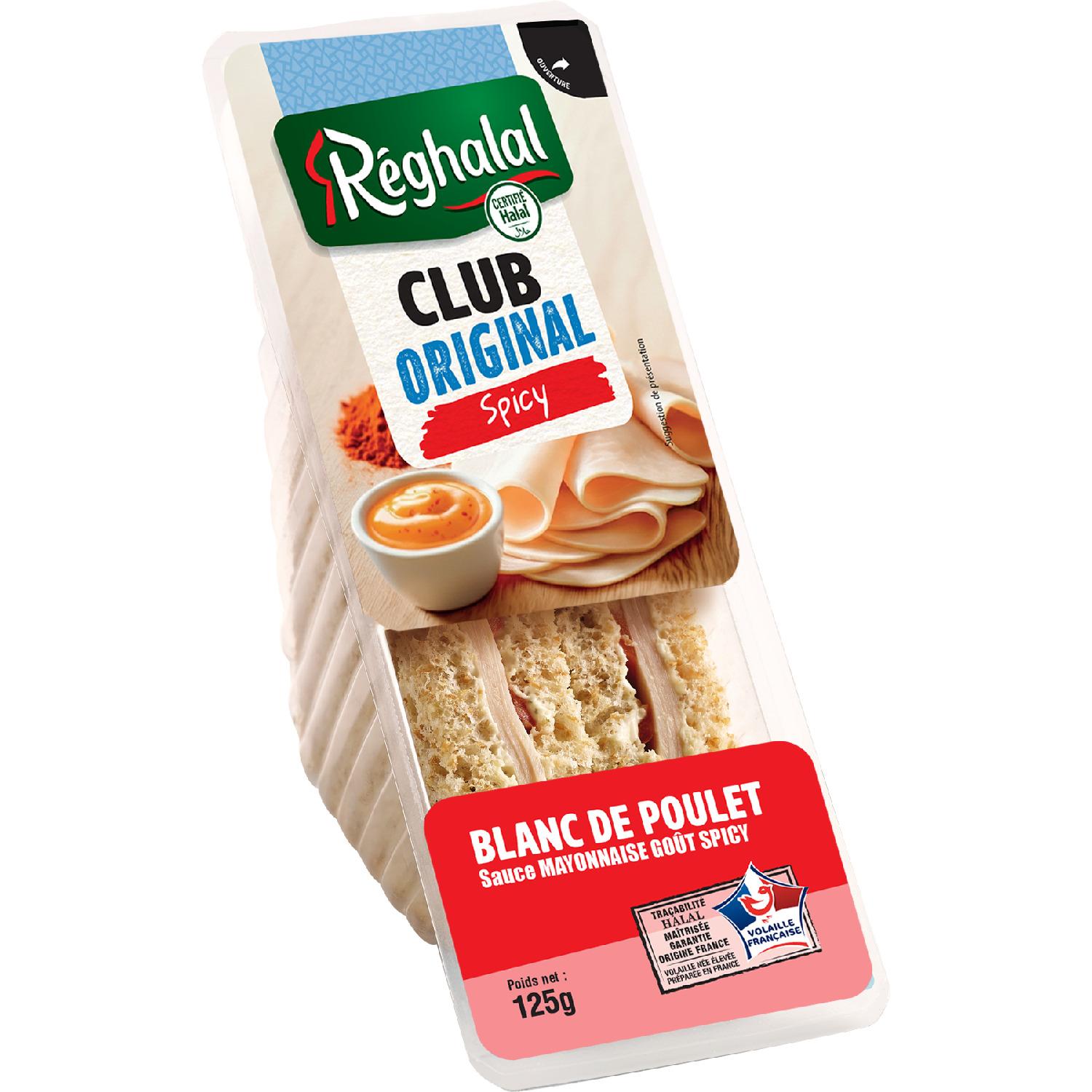 REGHALAL Club sandwich poulet sauce spicy halal 125g
