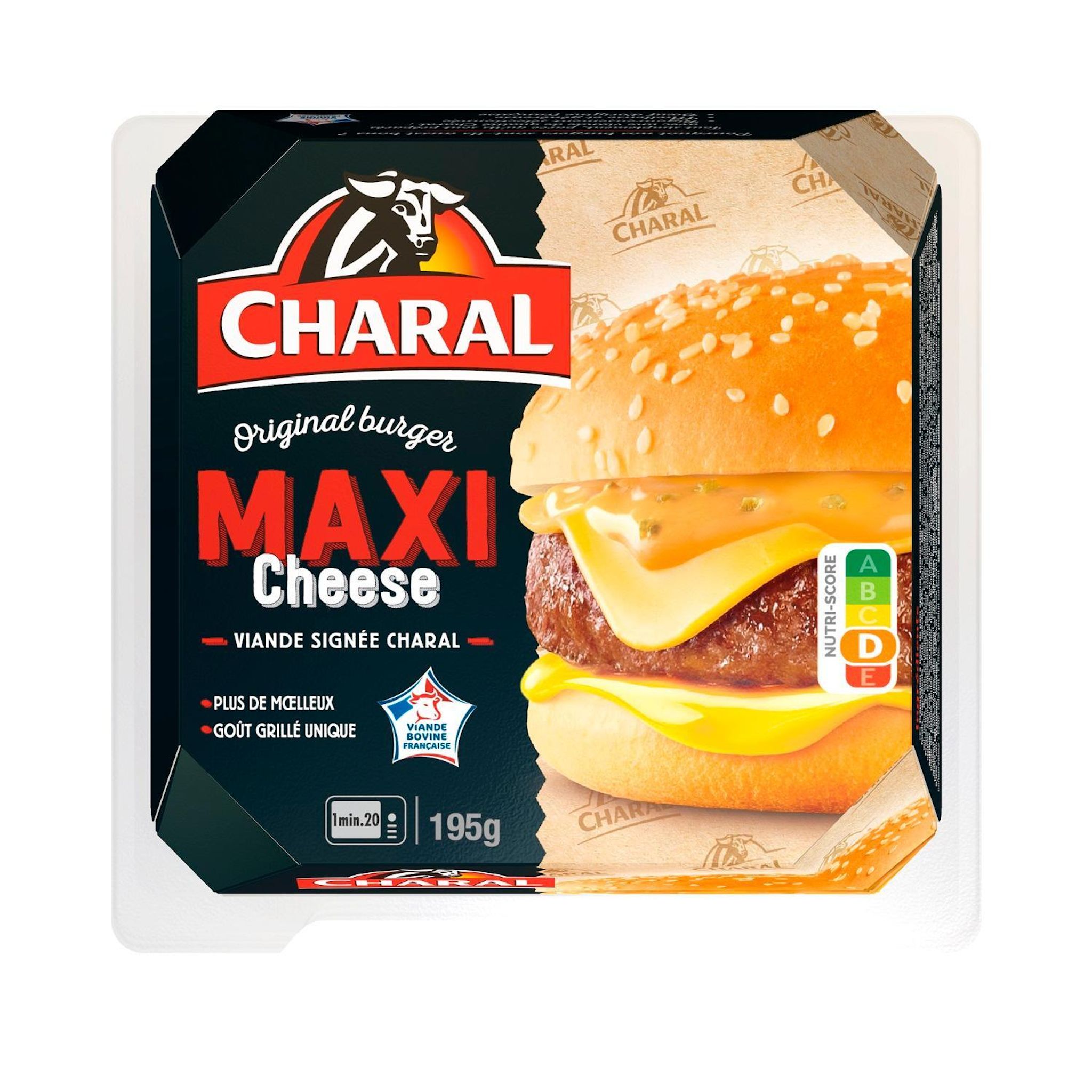 CHARAL Burger de bœuf Maxi Cheese 1 pièce 195g