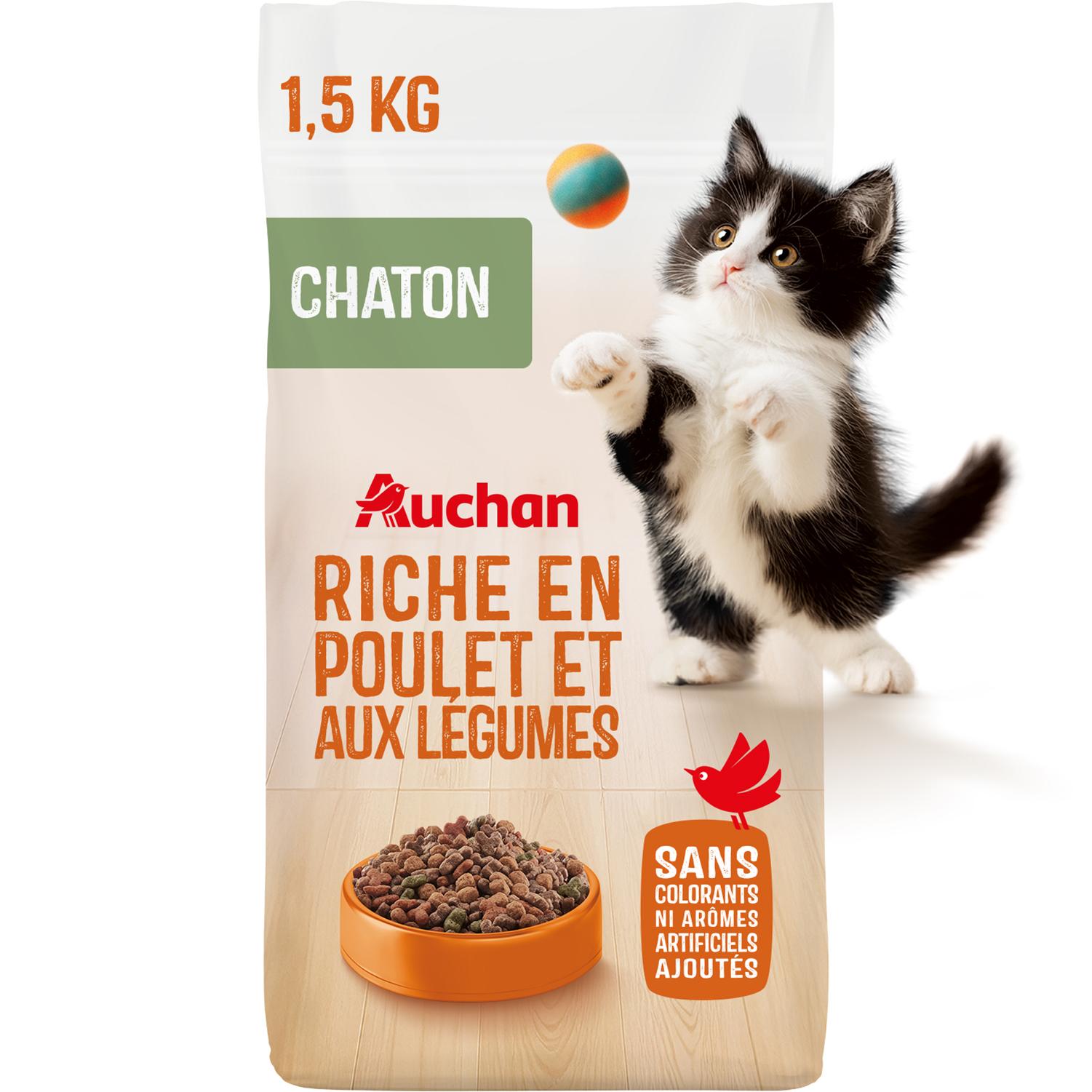 AUCHAN Croquettes riche en poulet et aux légumes pour chaton 1.5kg